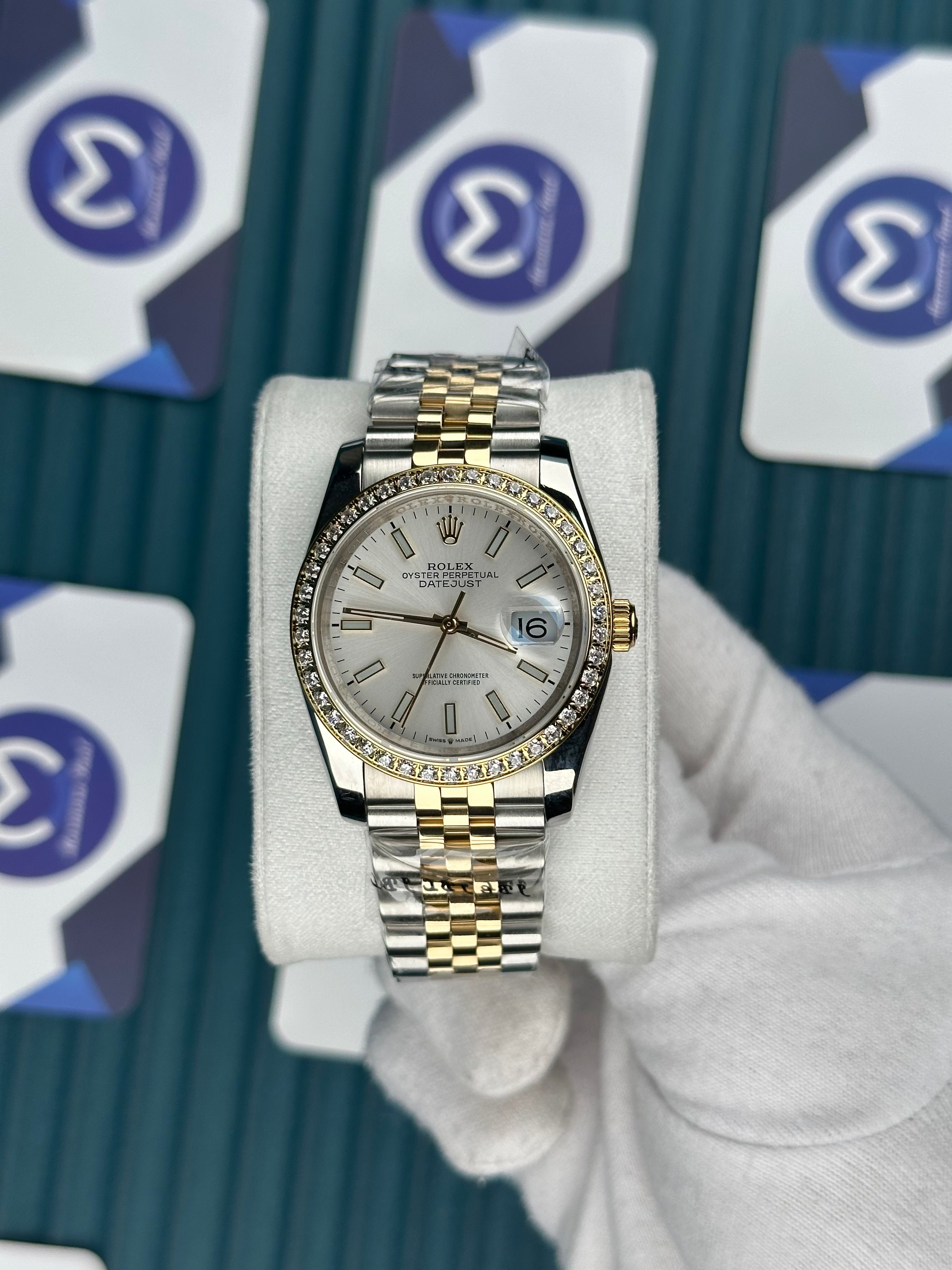 ROLEX 36 BEYAZ KADRAN PIRLANTA BEZEL GOLD-SILVER JUBILEE