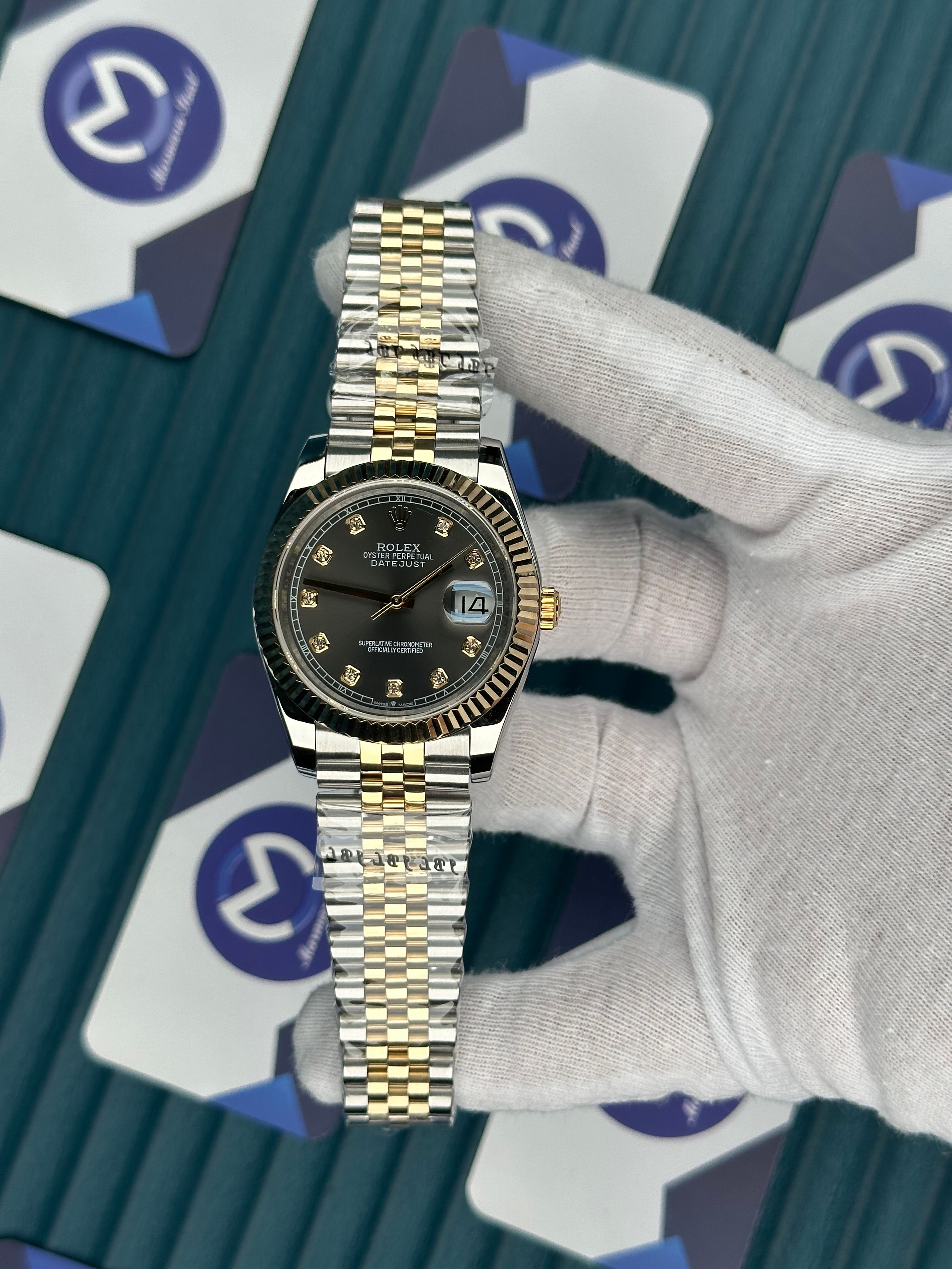 ROLEX DATEJUST GREY DIAL DIAMOND INDEX GOLD-SILVER JUBILE