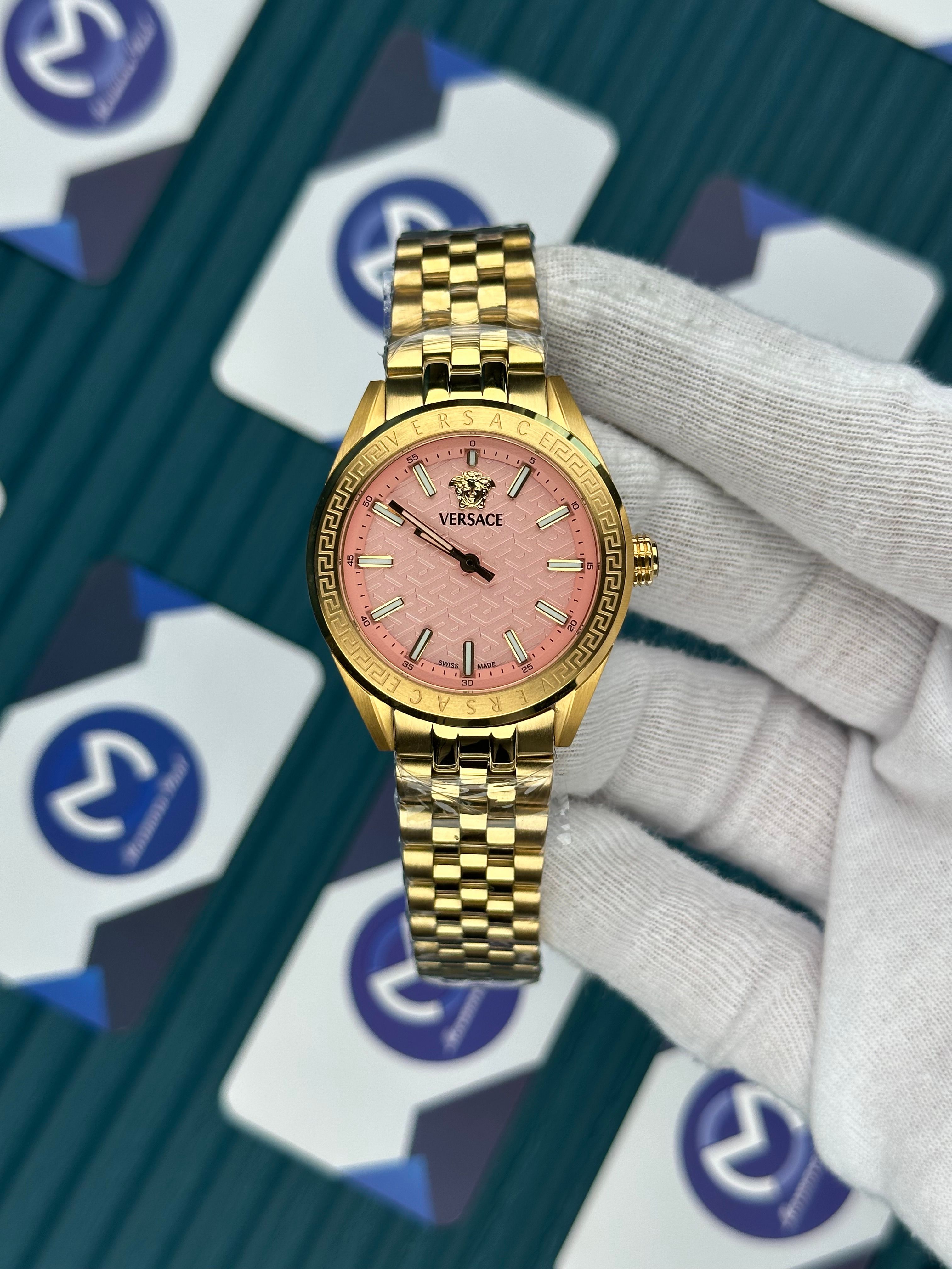 VERSACE 36 PINK DIAL GOLD JUBILE