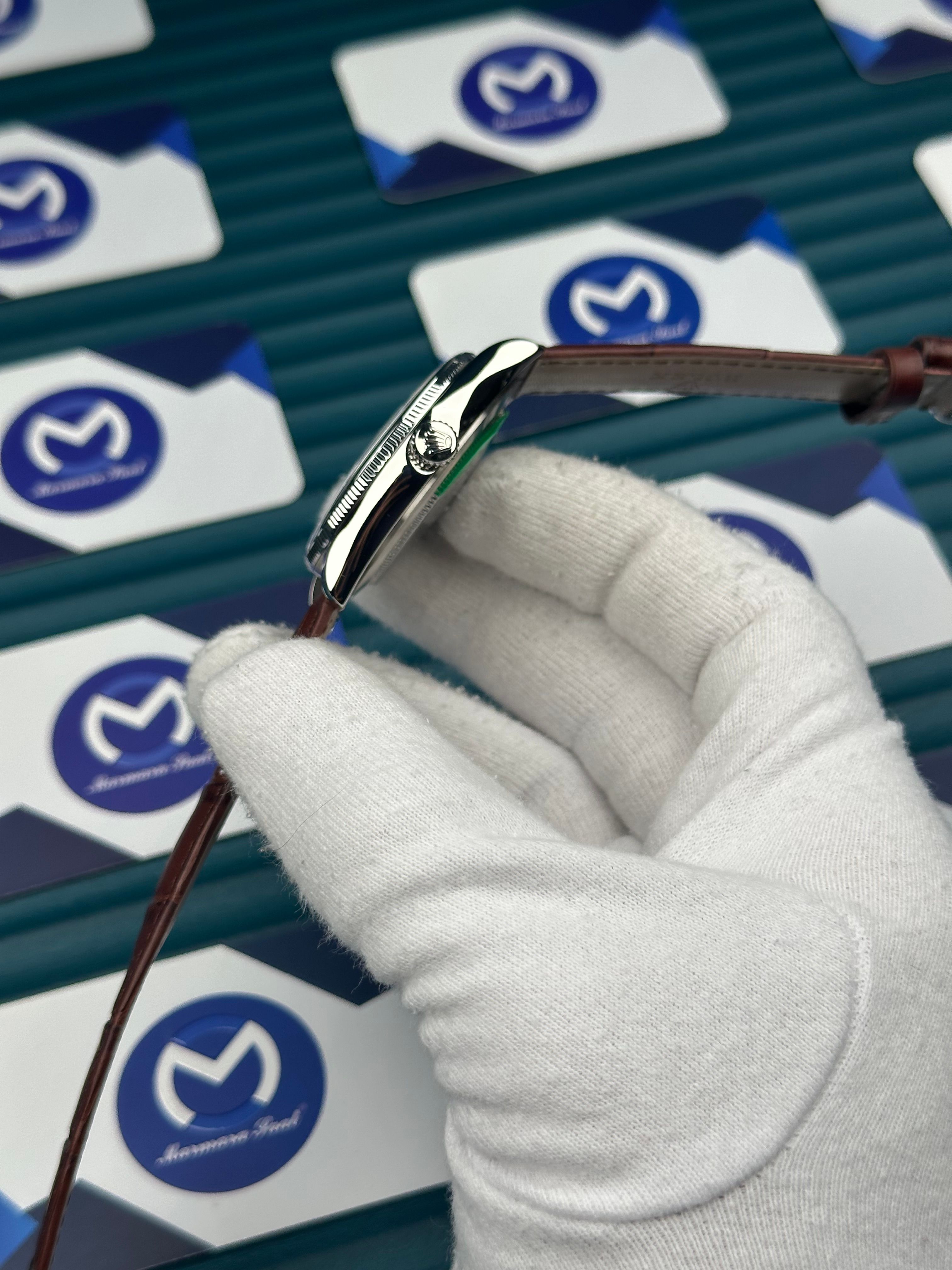 Rolex Cellini Gümüş Kasa Beyaz Fonksiyonlu Deri Kordon