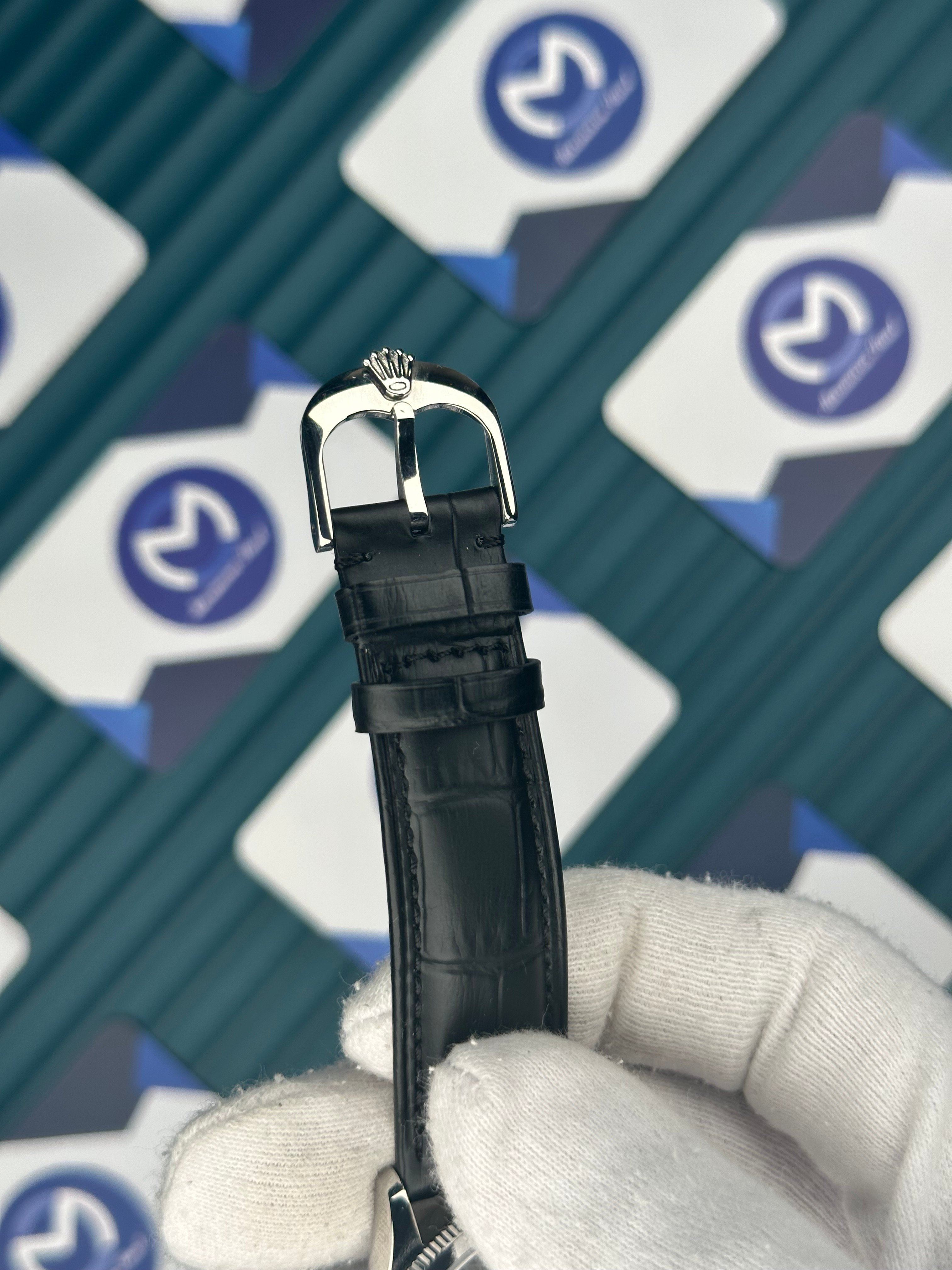 Rolex Cellini Gümüş Kasa Fonskiyonlu Siyah Deri Kordon