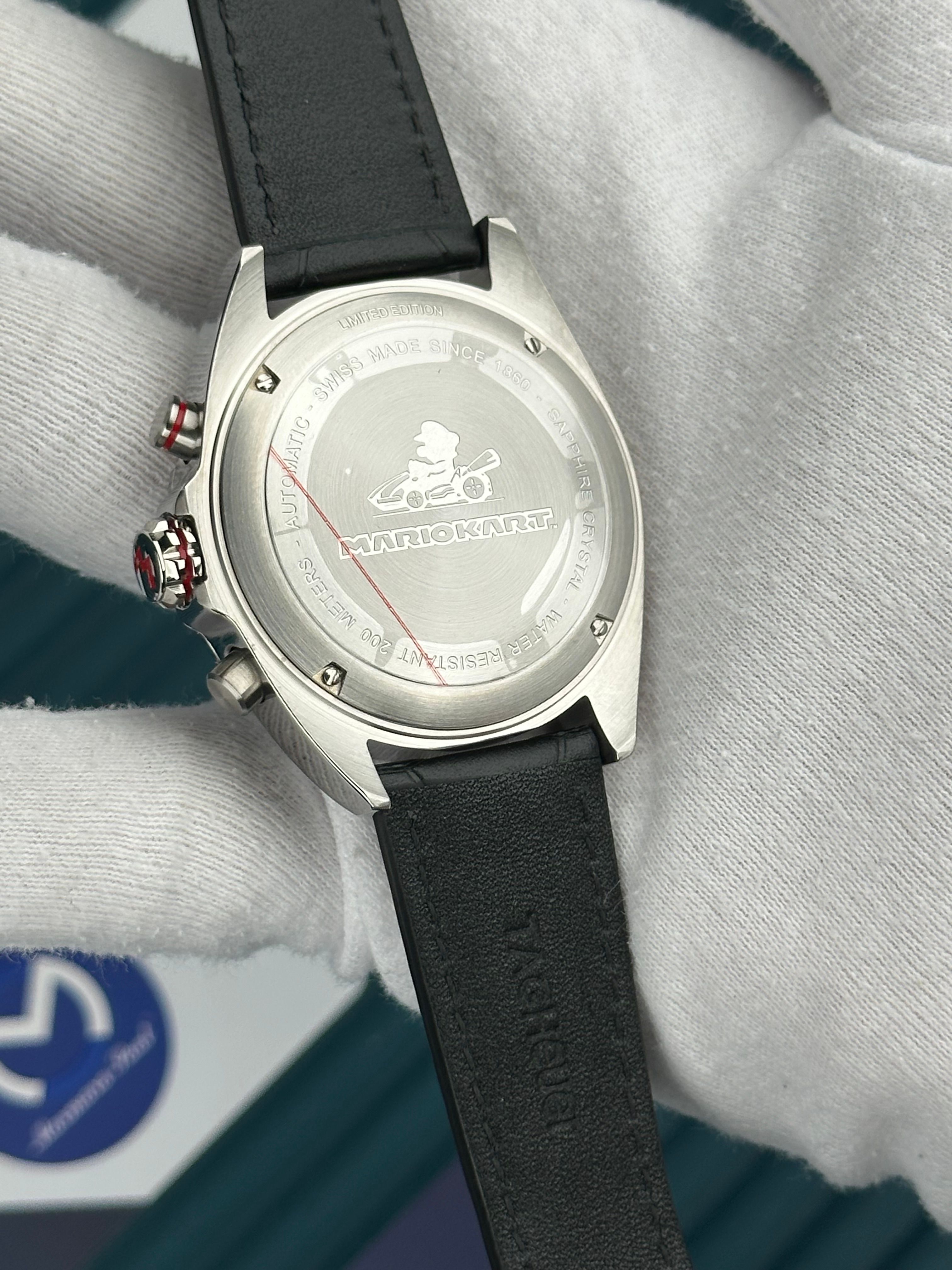 Tagheuer Mariokart  Siyah Deri Kordon Kırmızı Şerit