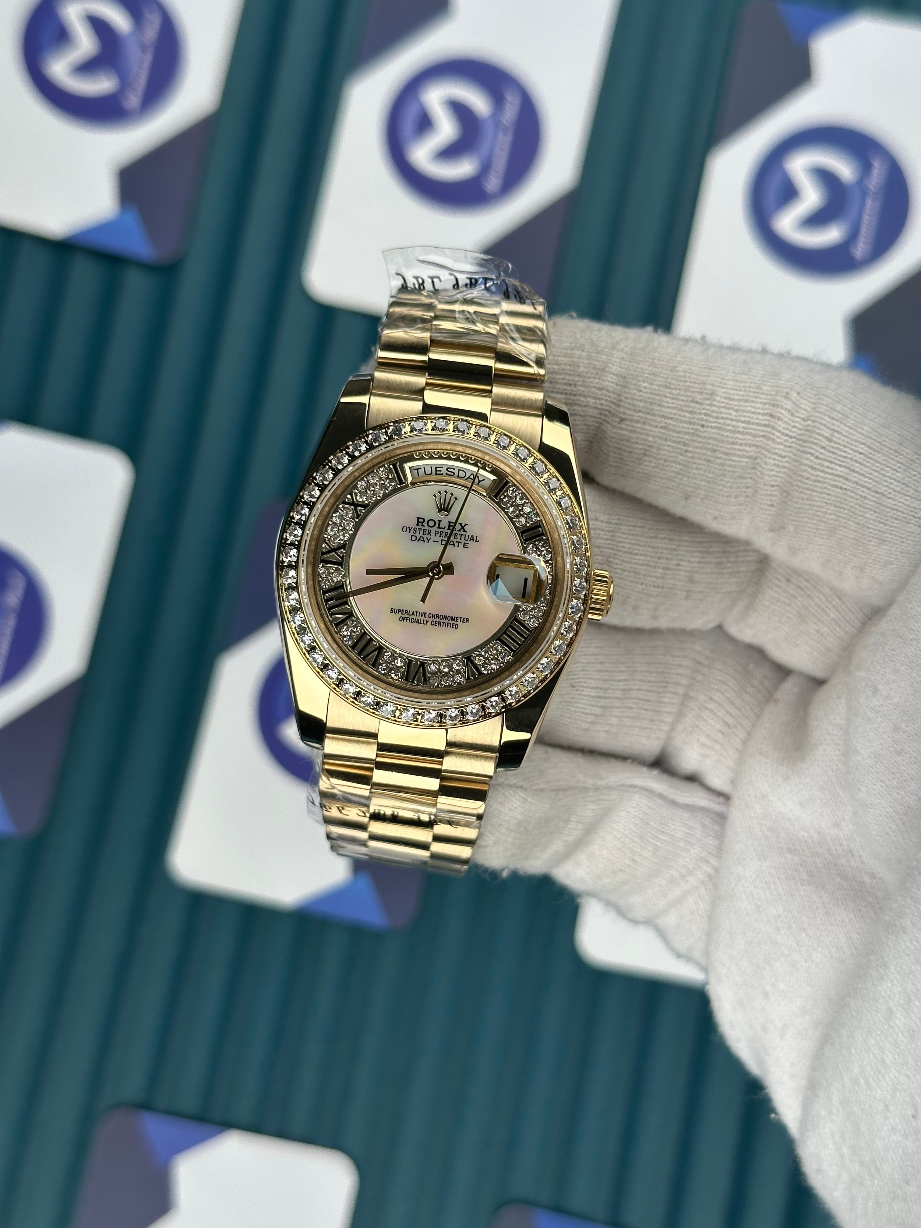 ROLEX 36 DAYDATE SEDEFLİ BEYAZ ROMA INDEX PIRLANTA GOLD PRESIDENT