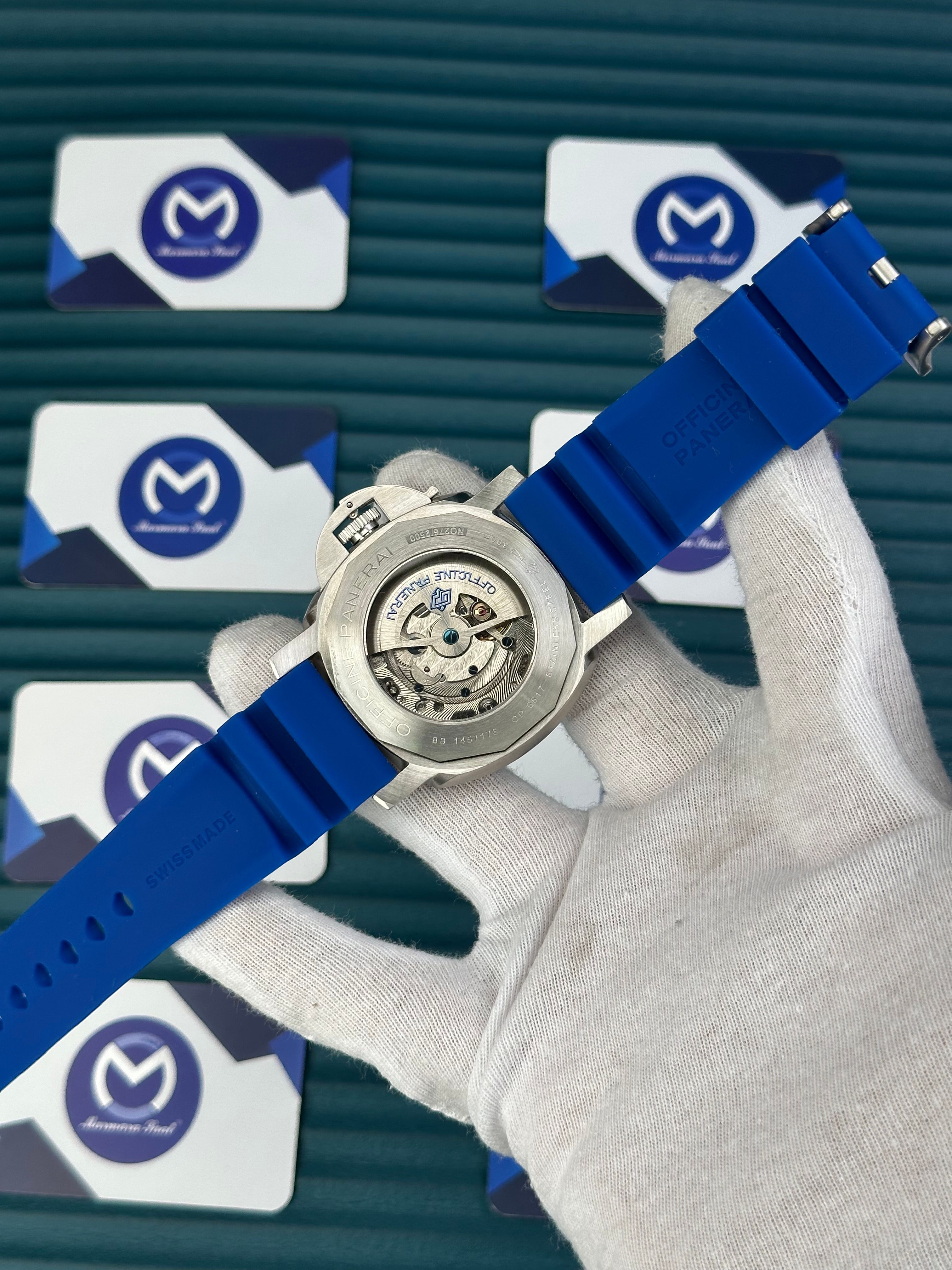 PANERAI SUBMERSIBLE GREY DIAL AUTOMATIC BLUE RUBBER CORD