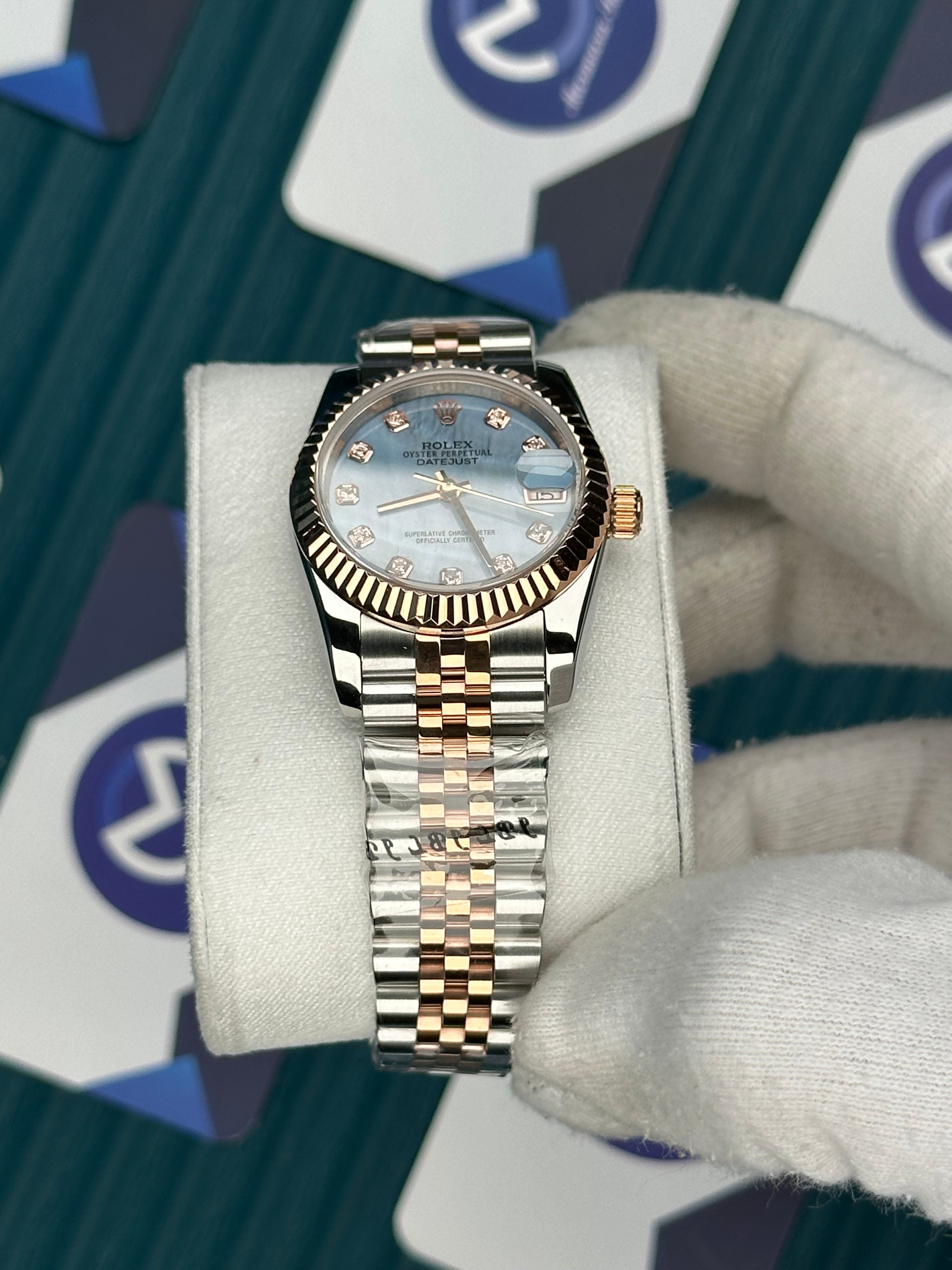 ROLEX 31 SEDEFLİ MAVİ ROSE-SILVER JUBILEE