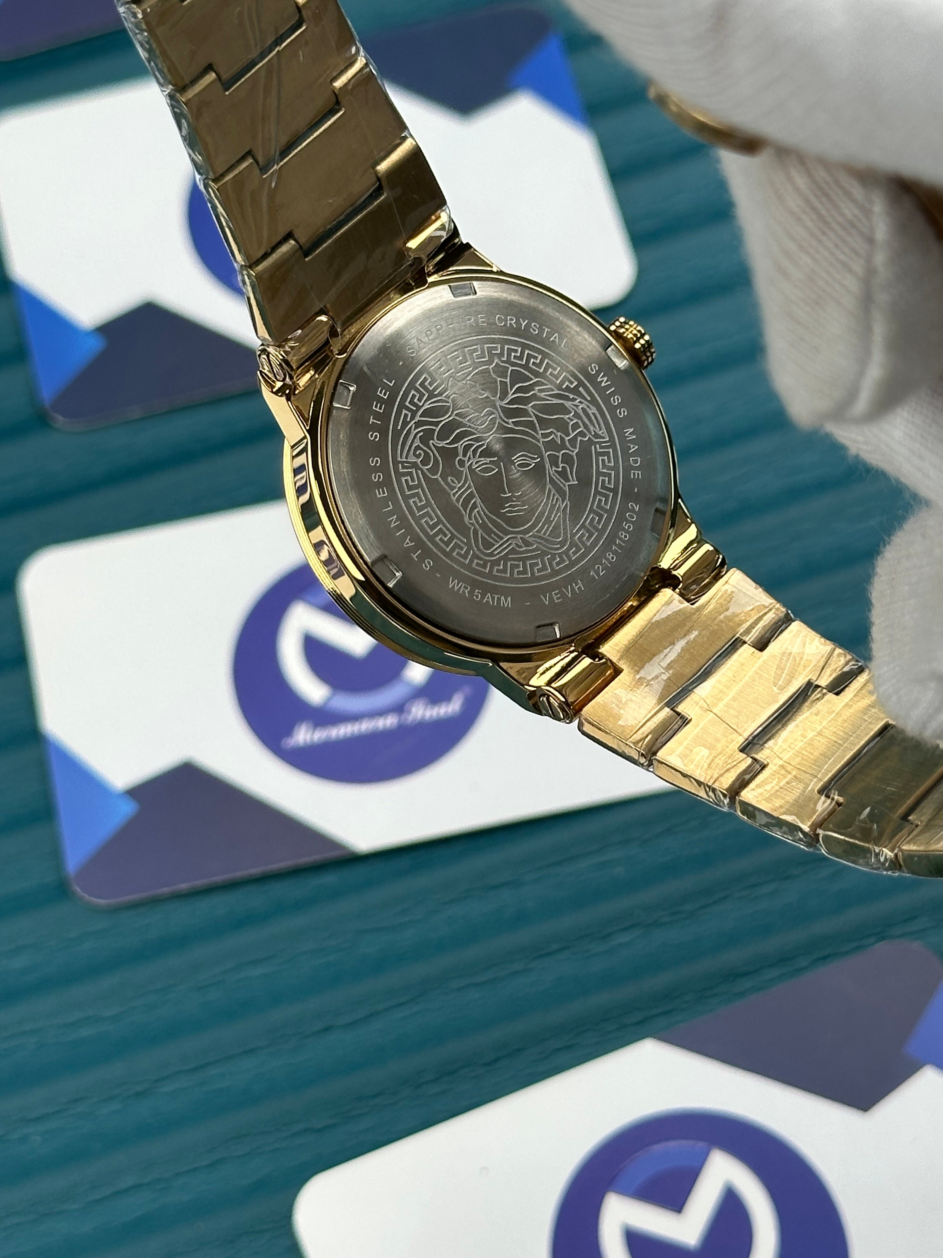VERSACE 36 CHRONOMETER BLACK DIAL GOLD LADY