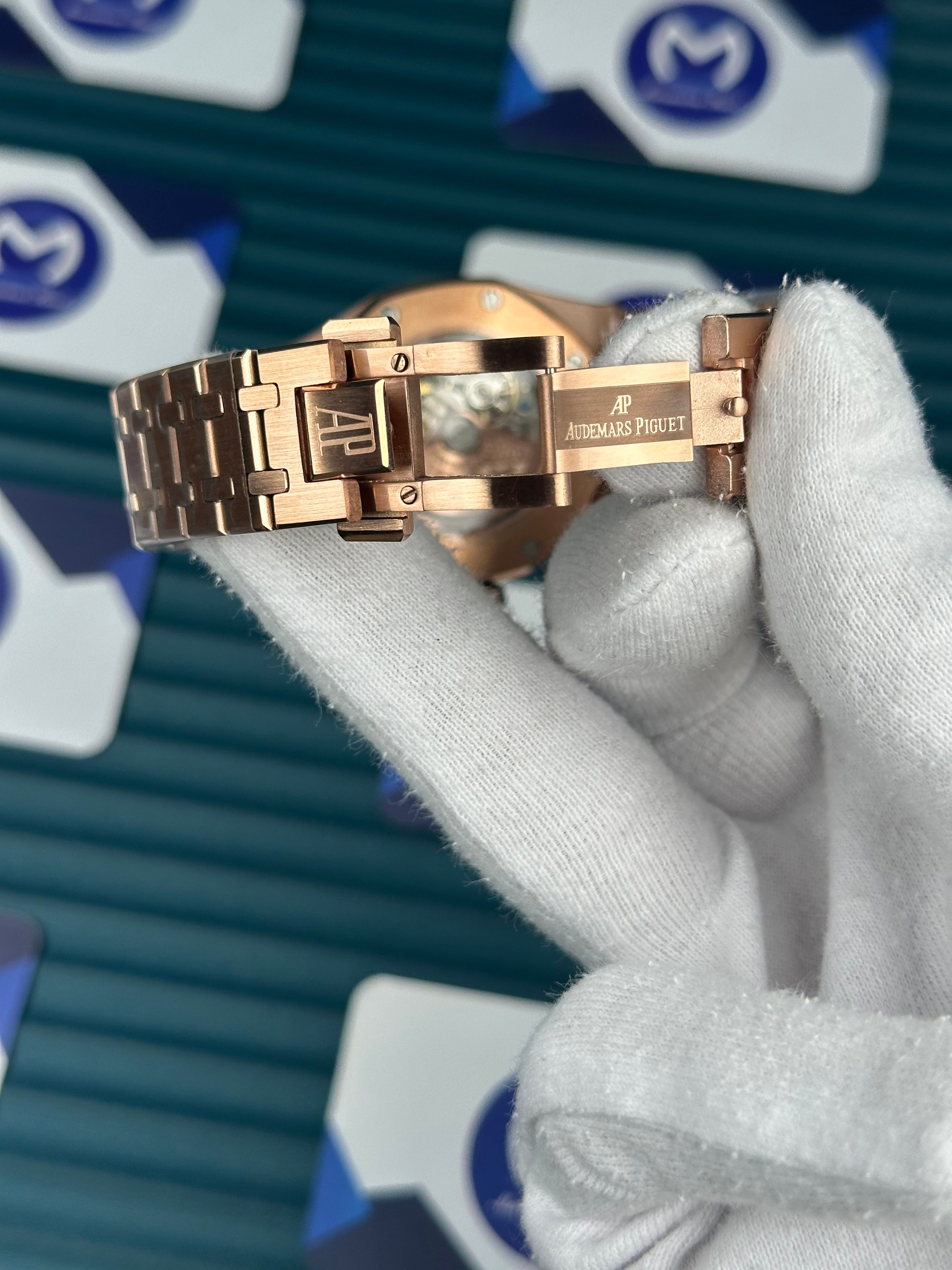 Audemars Piguet Rose Gold Kordon Mavi Kadran Automatic