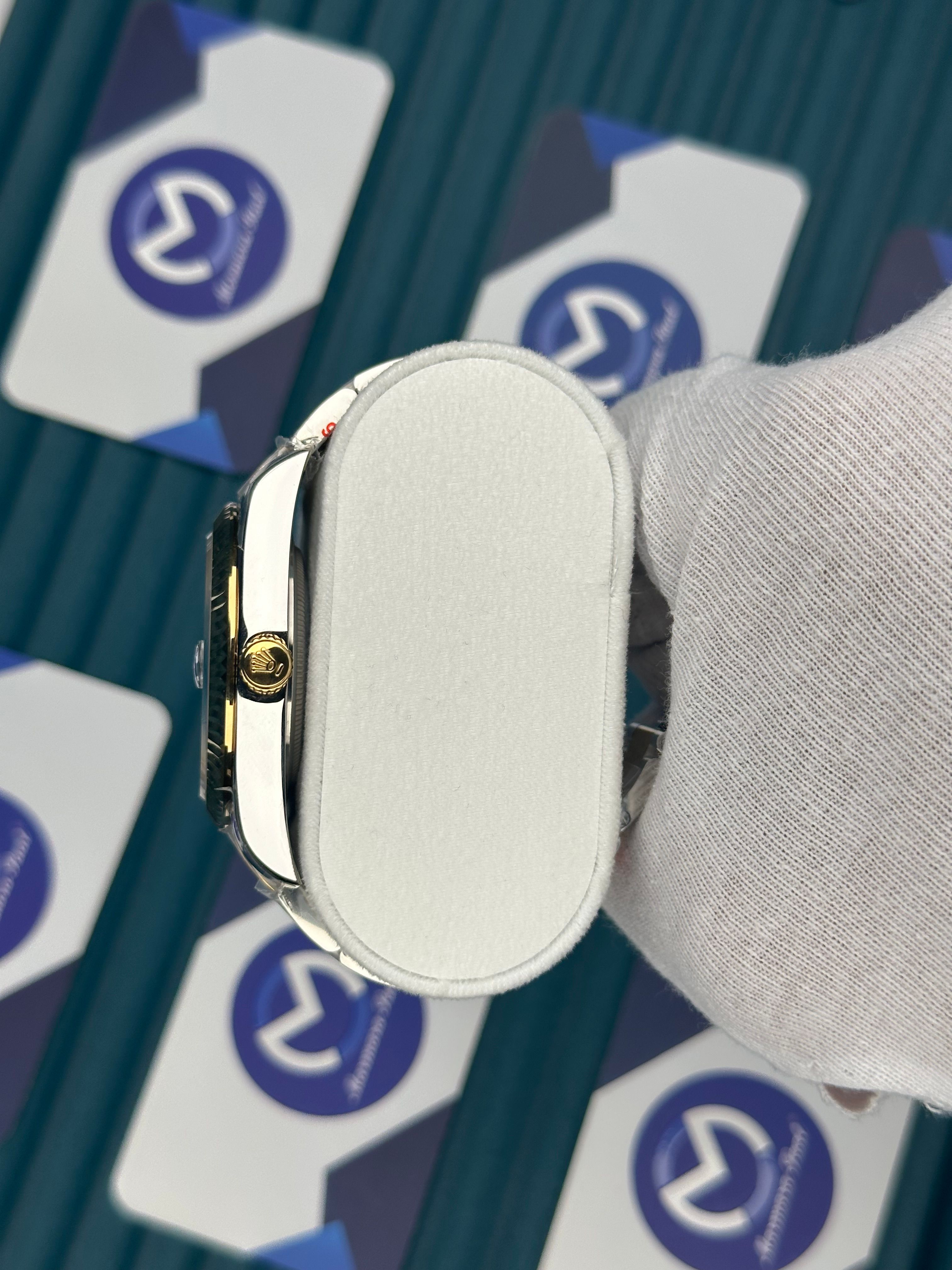 ROLEX DATEHUST WHITE DIAL OVAL BEZEL GOLD-SILVER OYSTER