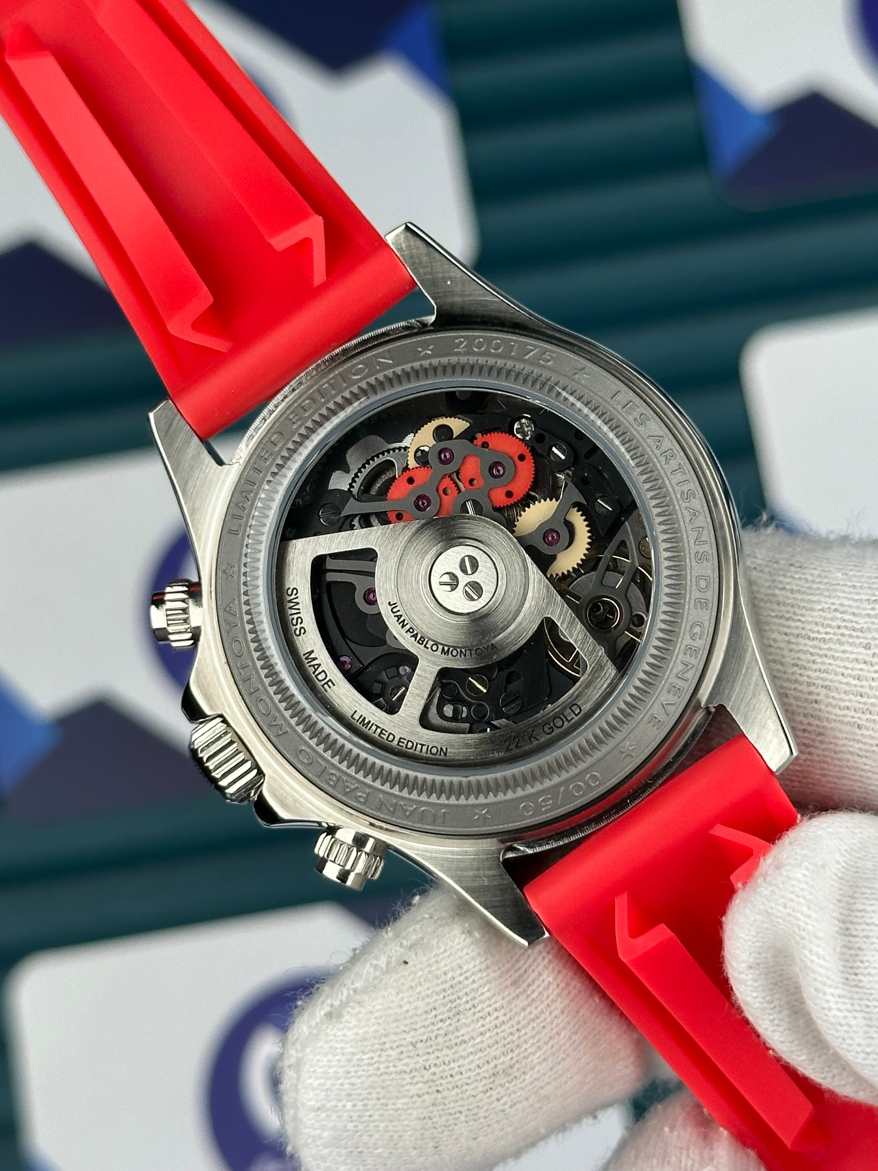 Rolex Daytona Juan Pablo Montoya Rubber Silver Red Oysterflex