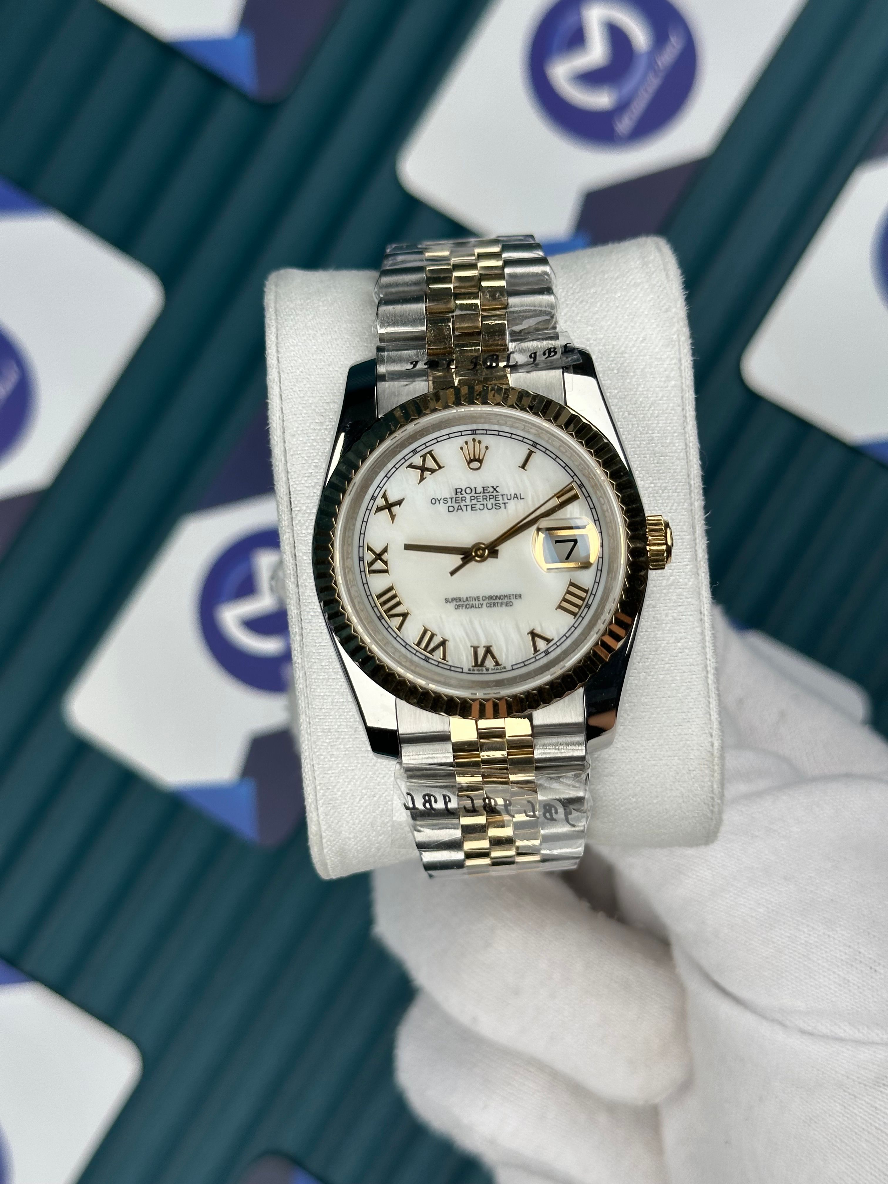 ROLEX 36 SEDEFLİ BEYAZ  GOLD-SILVER JUBILEE