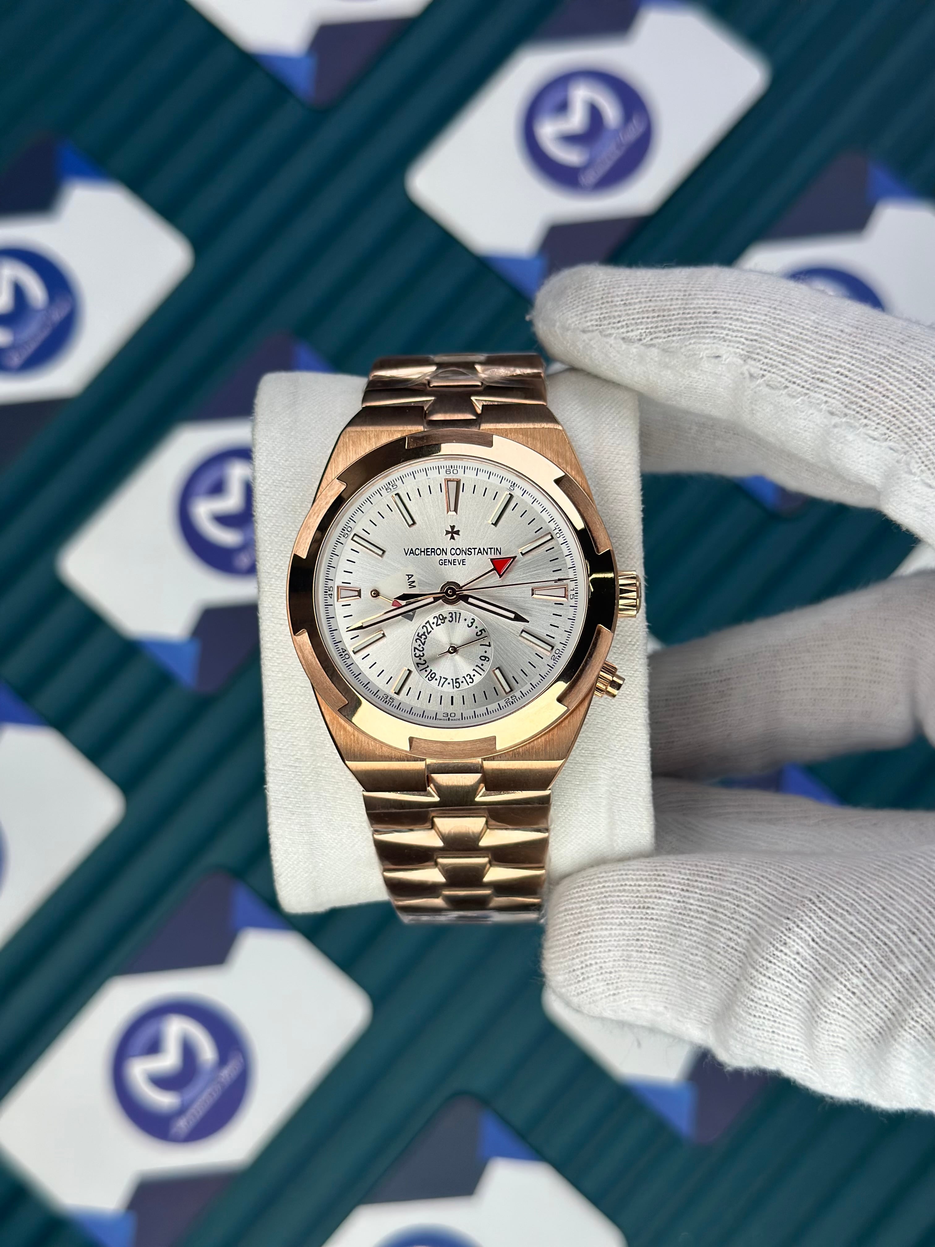 VACHERON CONSTANTIN WHITE OVERSEAS DUAL TIME ROSE