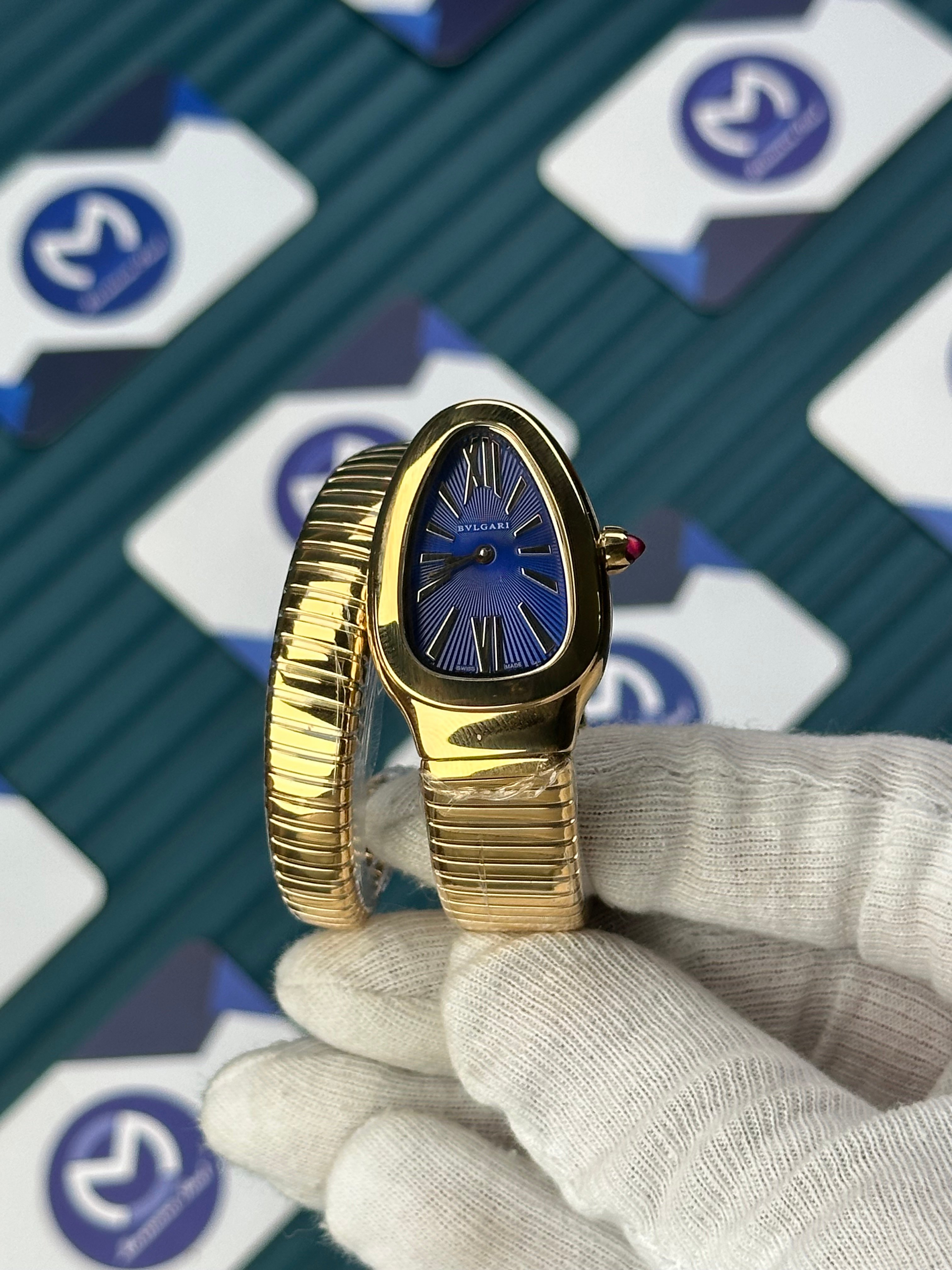 BVLGARI SERPENTI BLUE DIAL GOLD SHORT TUBOGAS