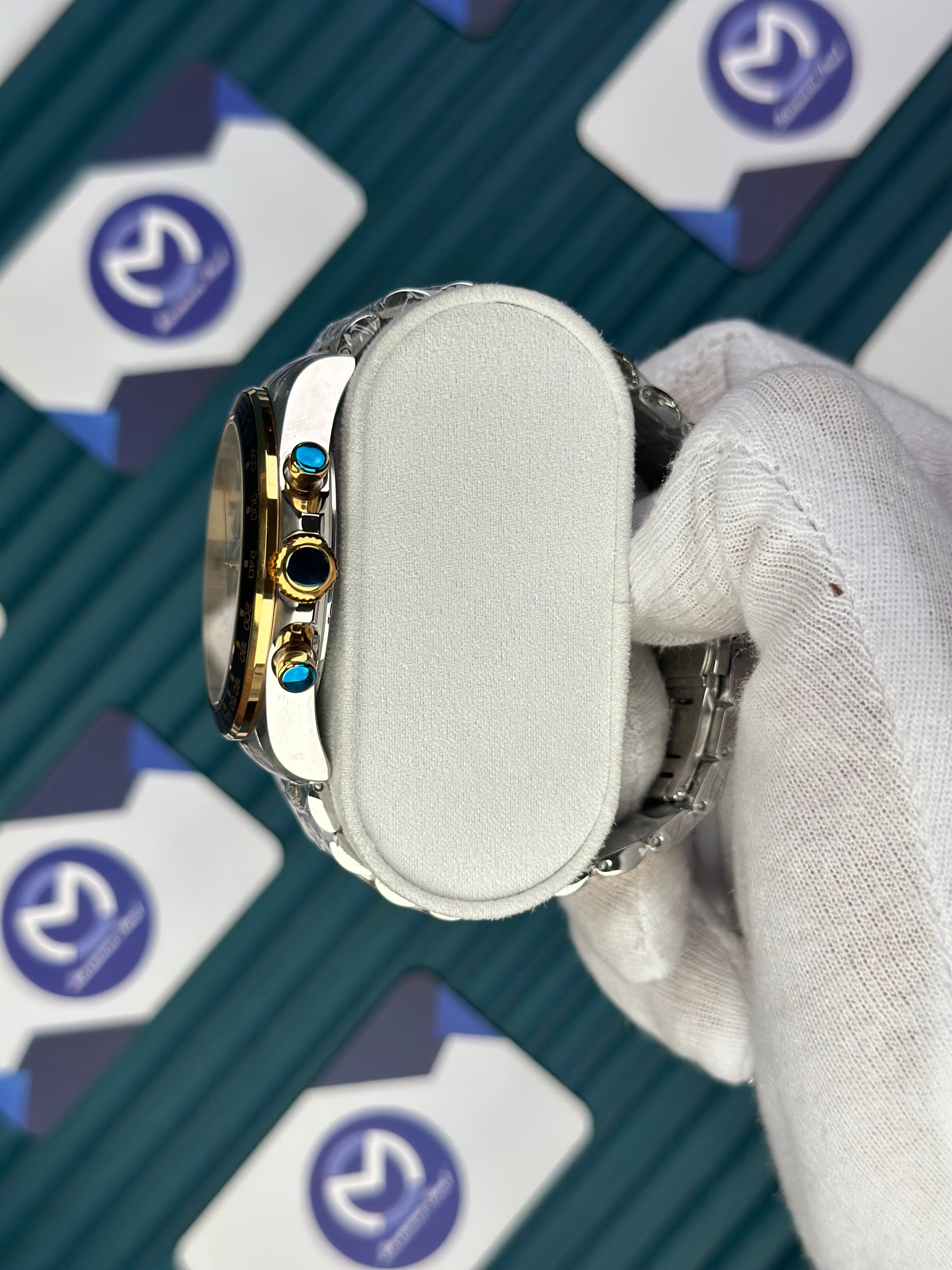 VERSACE NEW WHITE DIAL CHRONOGRAPH GOLD-SILVER JUBILE