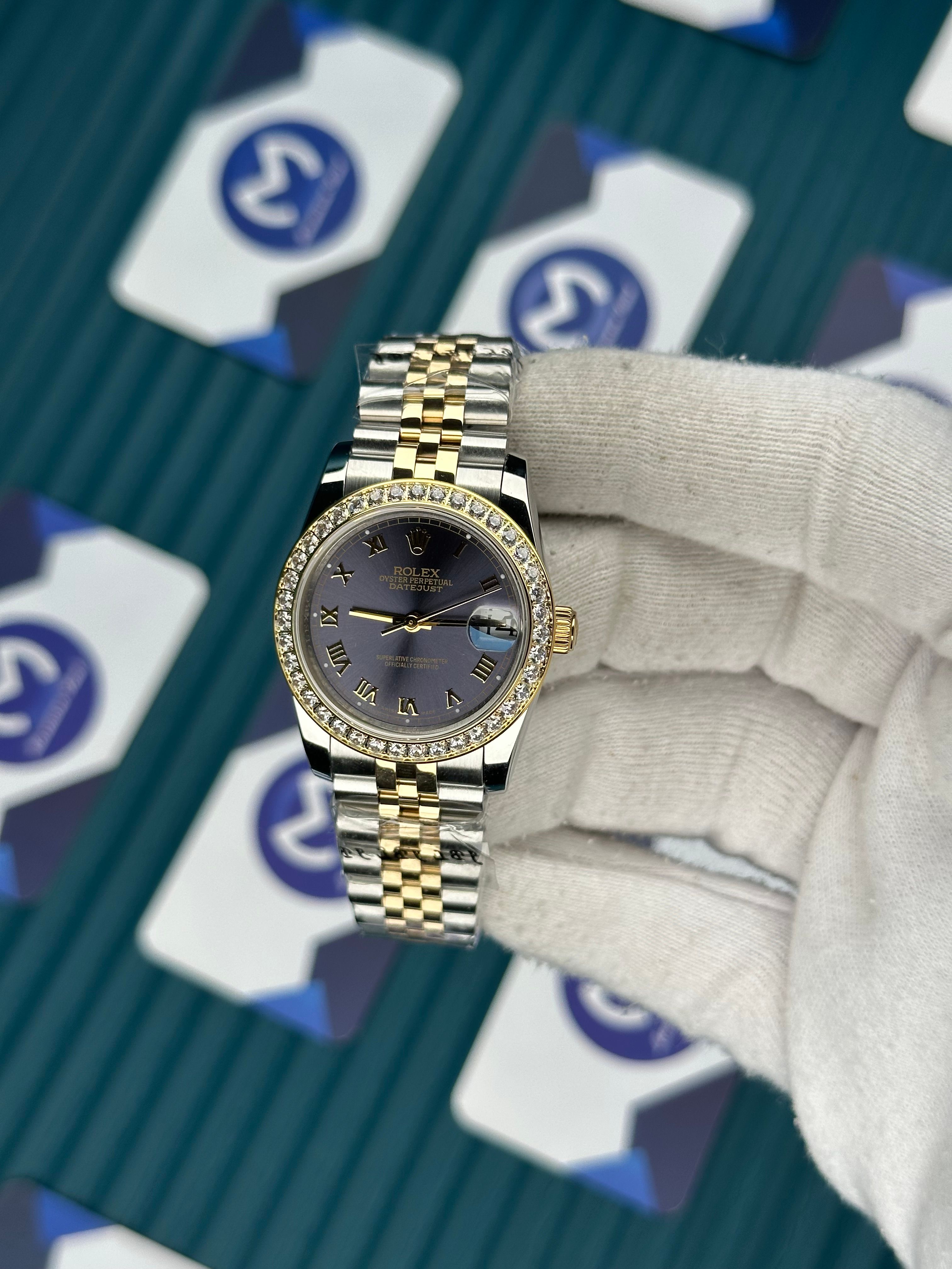 ROLEX 31 MOR KADRAN PIRLANTA BEZEL GOLD-SILVER JUBILEE