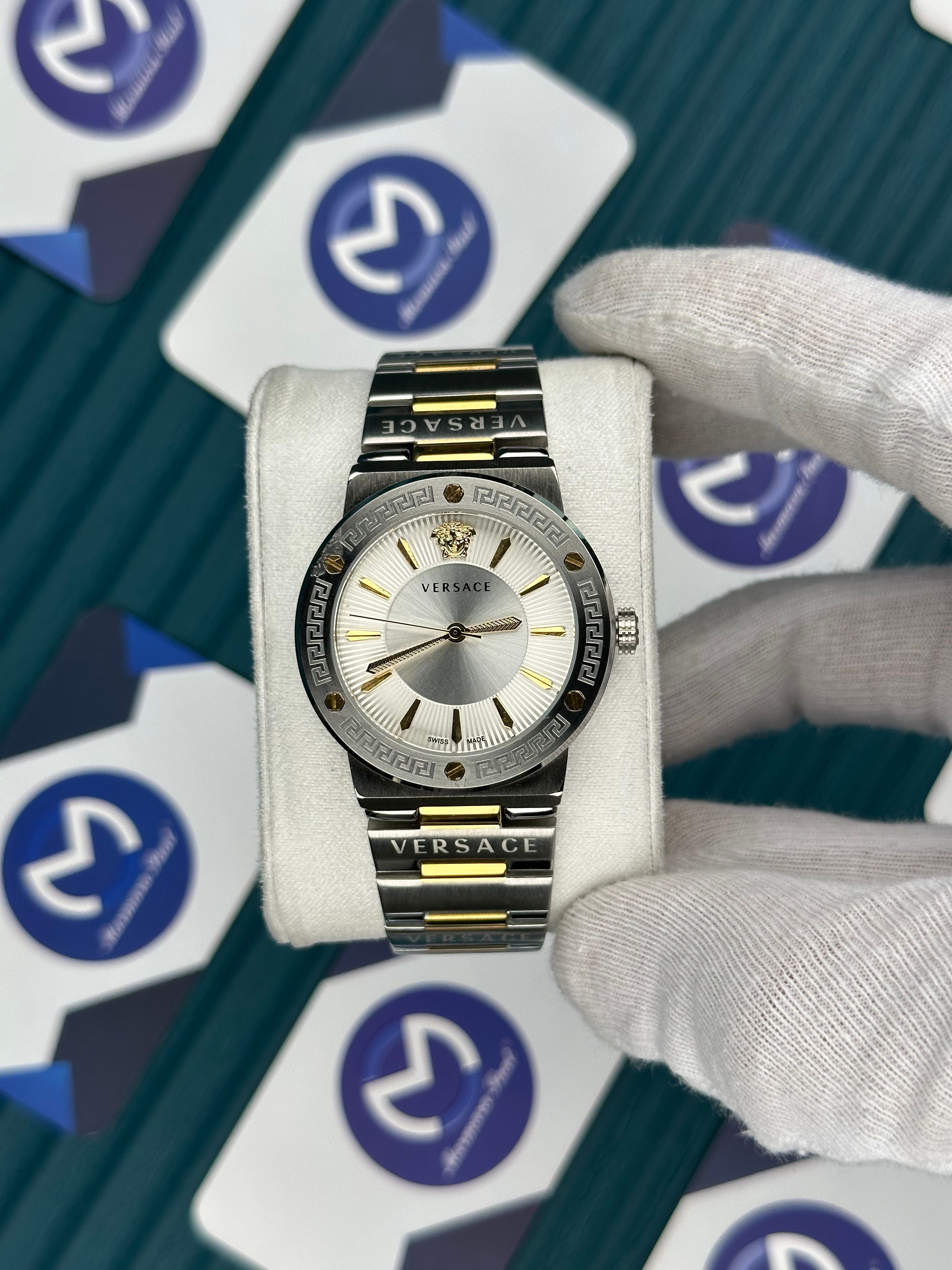 VERSACE 36 WHITE DIAL GOLD INDEX GOLD-SILVER JUBILE