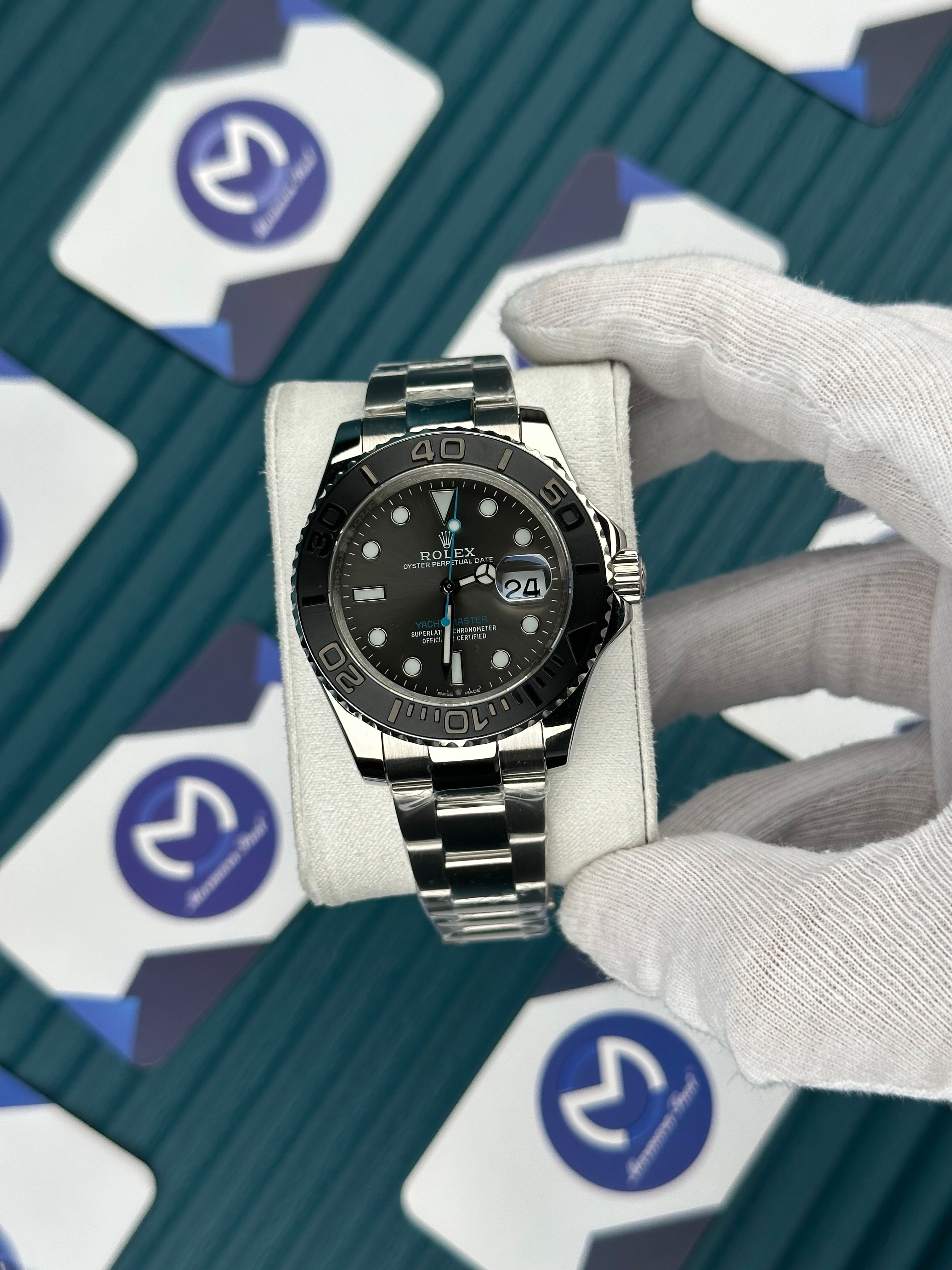 ROLEX YACHT MASTER GREY DIAL AND BEZEL OYSTER SILVER