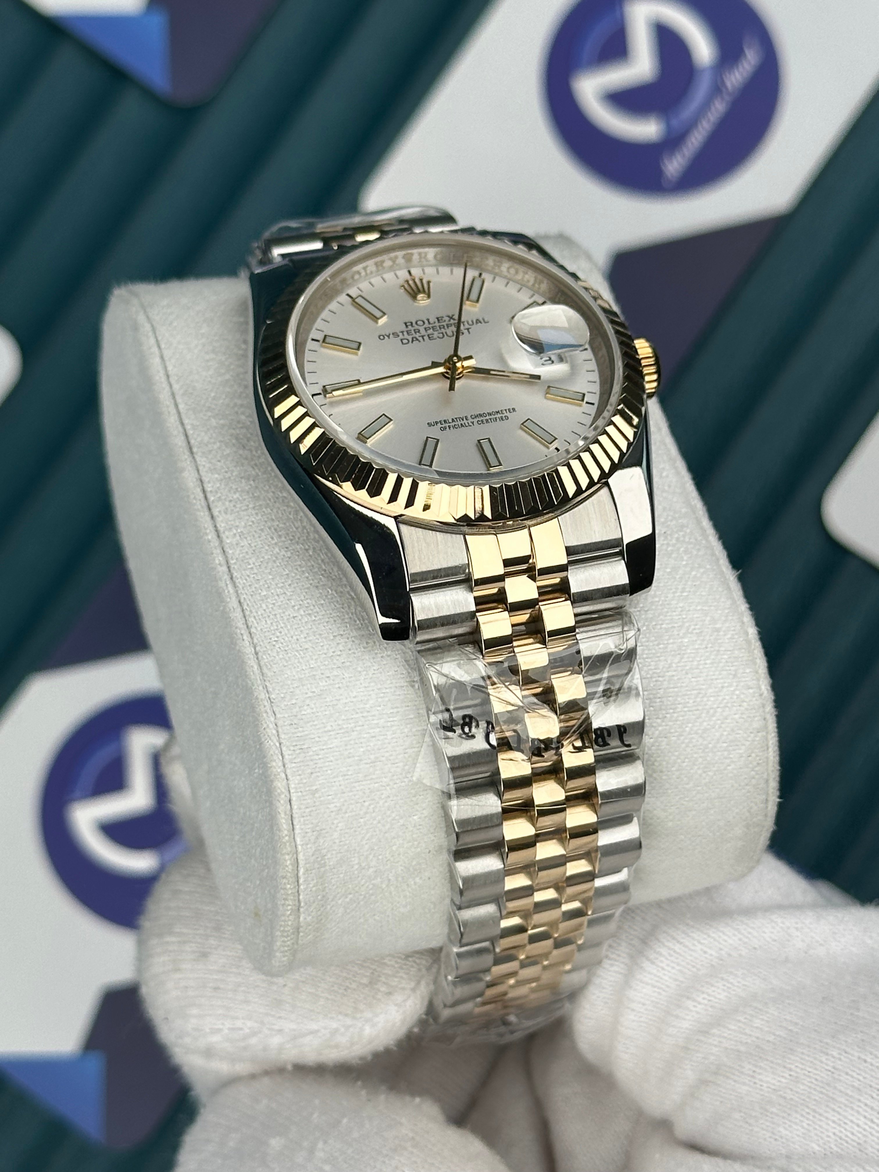 ROLEX 36 BEYAZ KADRAN DÜZ INDEX GOLD-SILVER JUBILEE