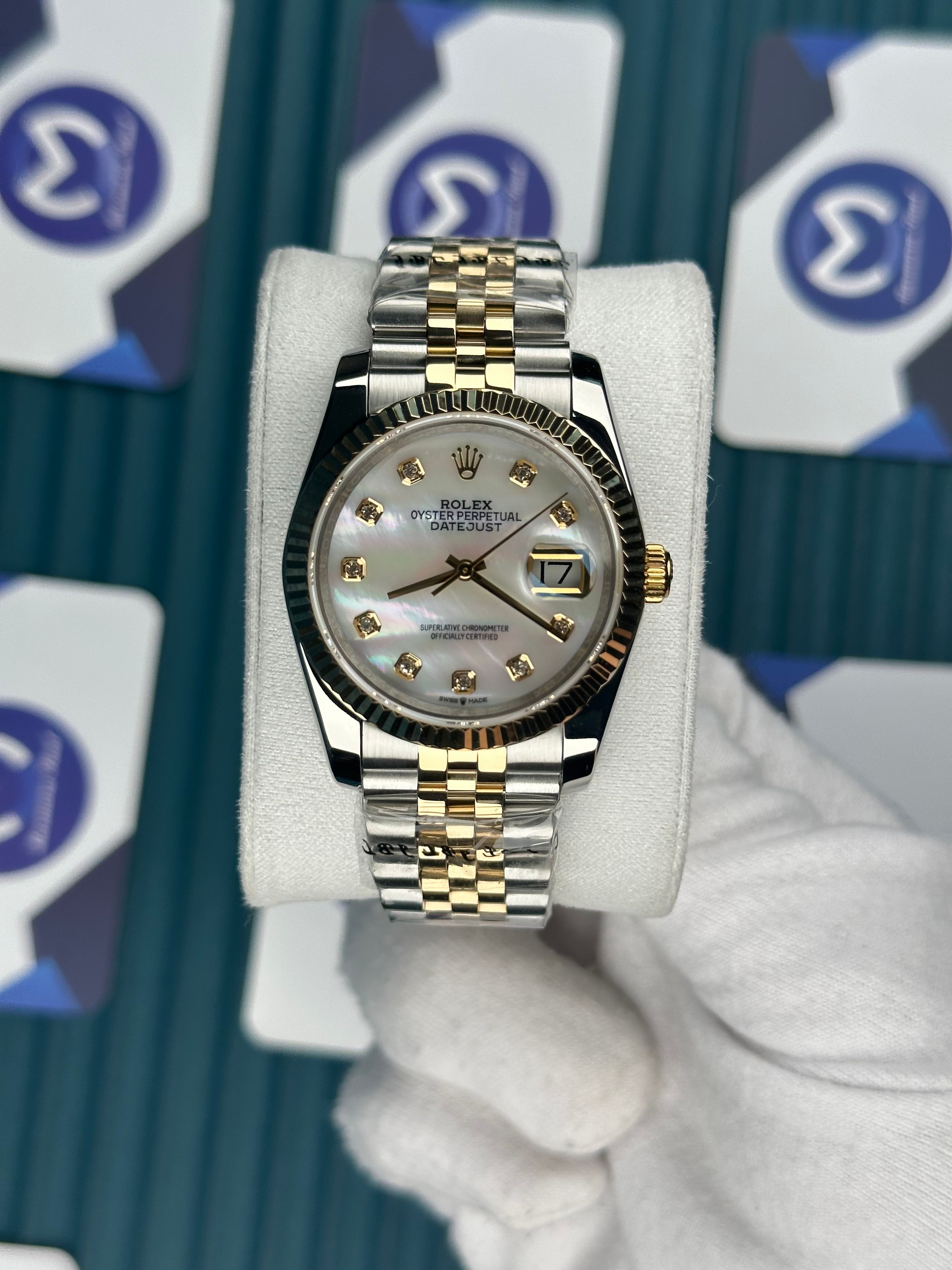 ROLEX 36 SEDEFLİ BEYAZ KADRAN PIRLANTA INDEX GOLD-SILVER JUBILEE
