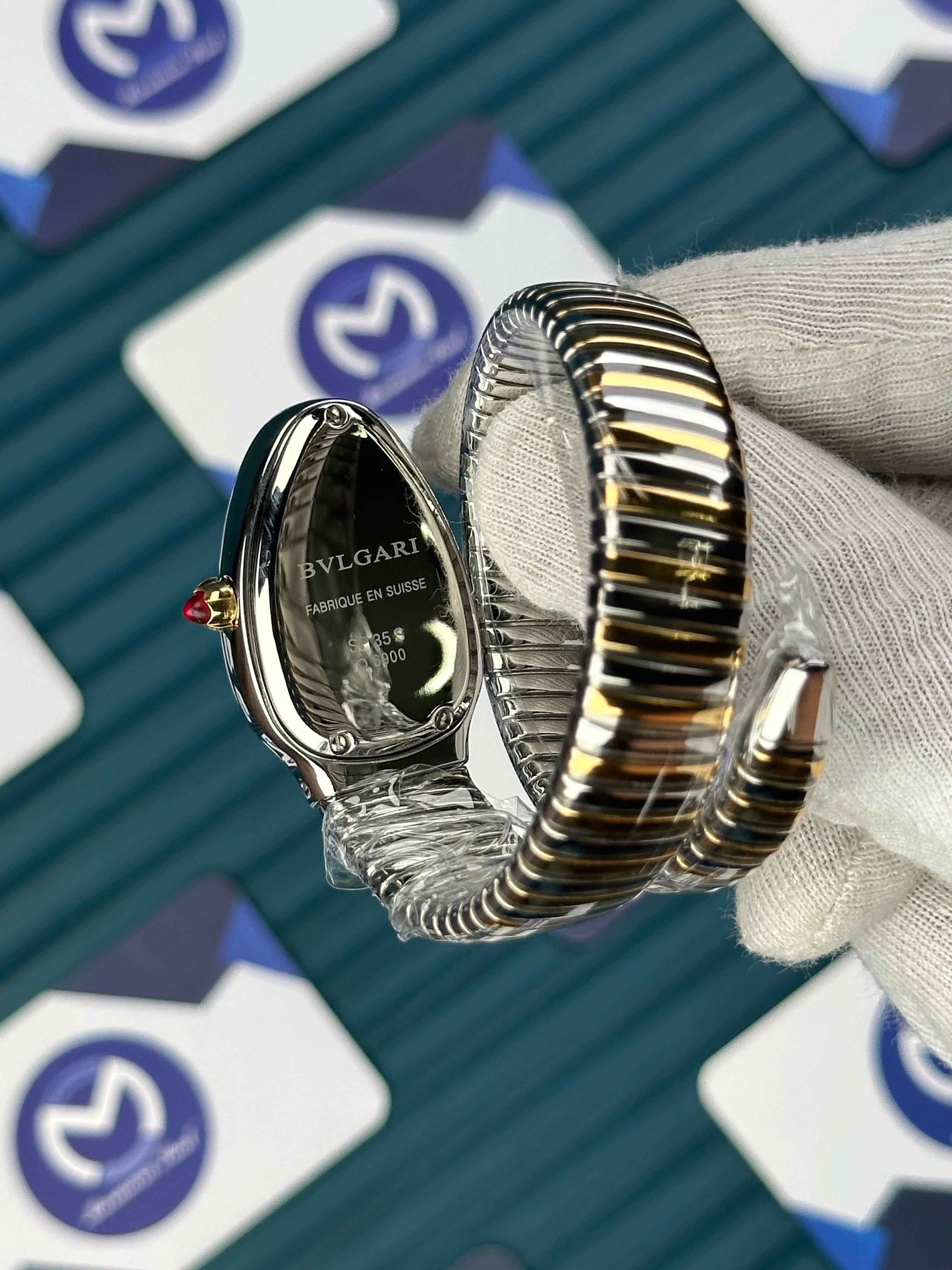 BVLGARI SERPENTI BLACK DIAL GOLD-SILVER SHORT TUBOGAS
