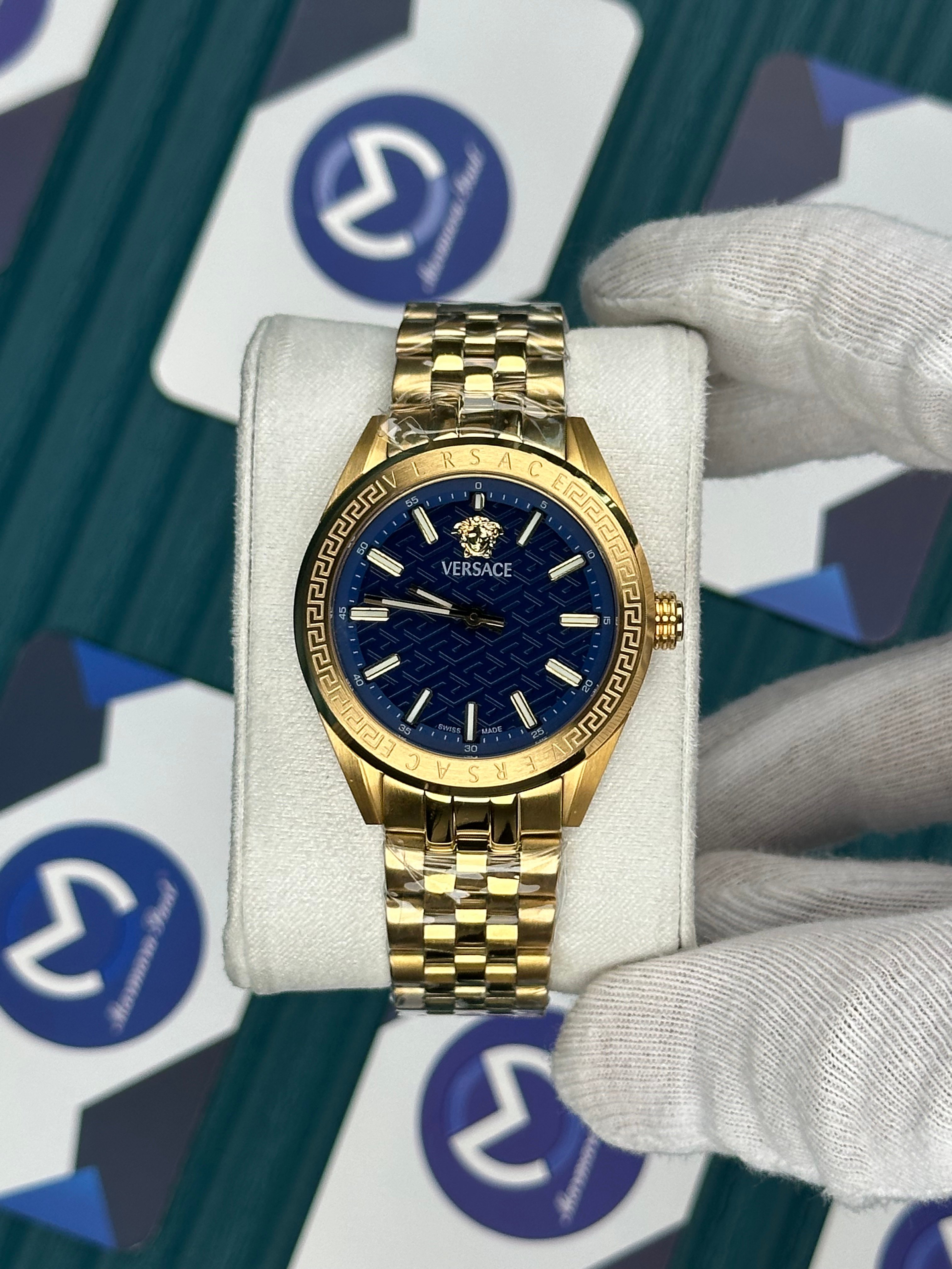 VERSACE 36 BLUE DIAL GOLD JUBILE