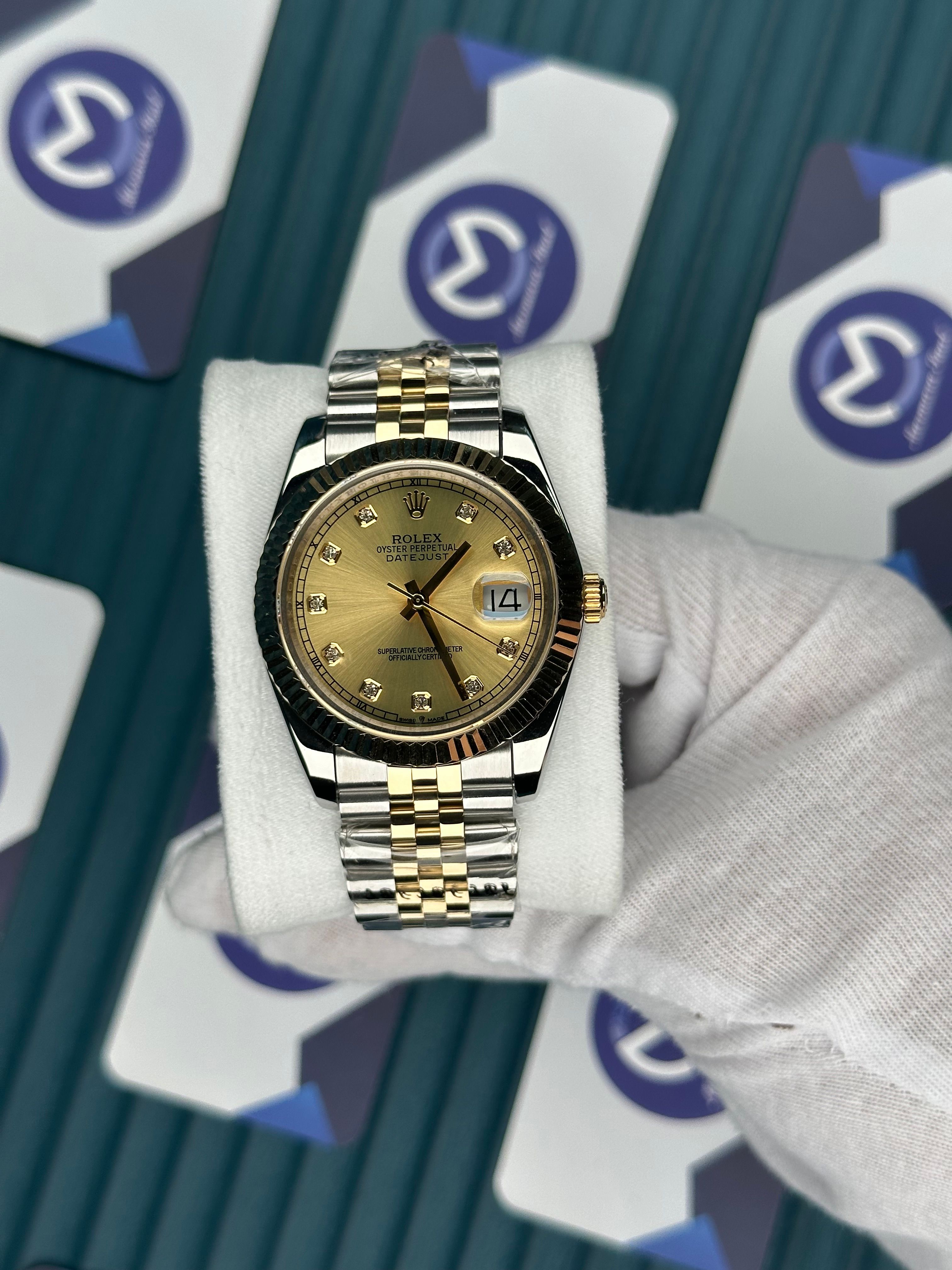 ROLEX DATEJUST DIAMOND INDEX GOLD DIAL GOLD-SILVER JUBILE