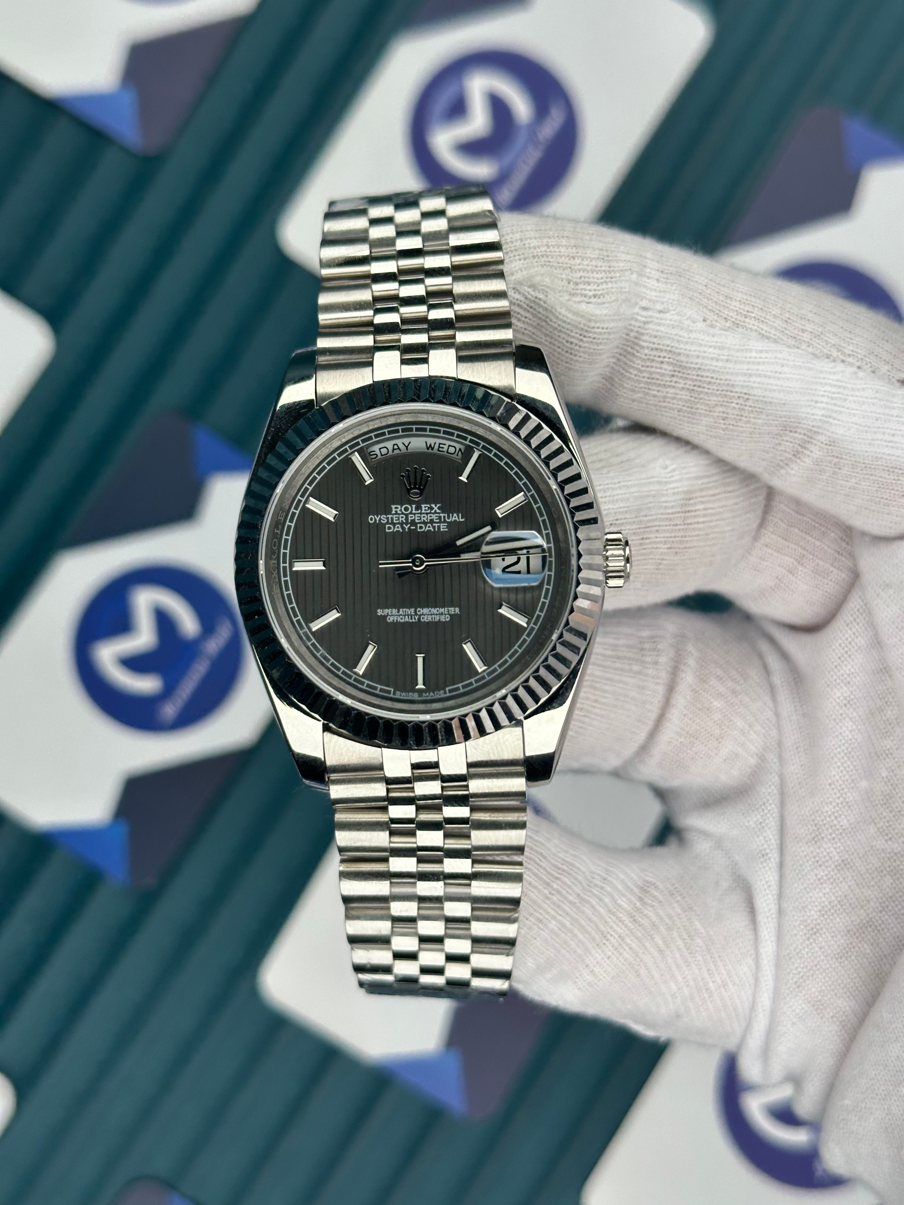 ROLEX DAY-DATE GREY DIAL SILVER JUBILE