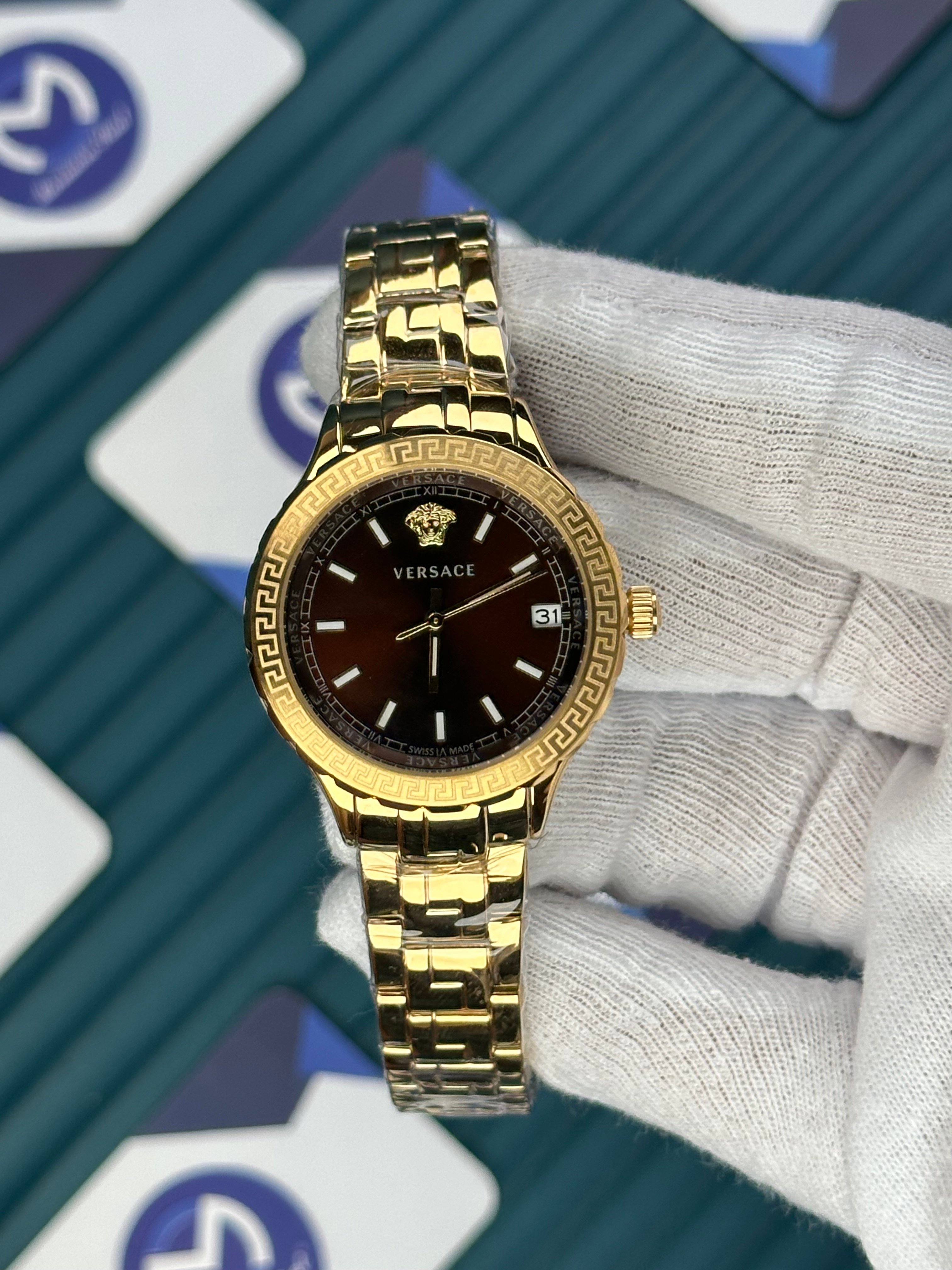 VERSACE 36 CHOCOLATE DIAL GOLD CORD 