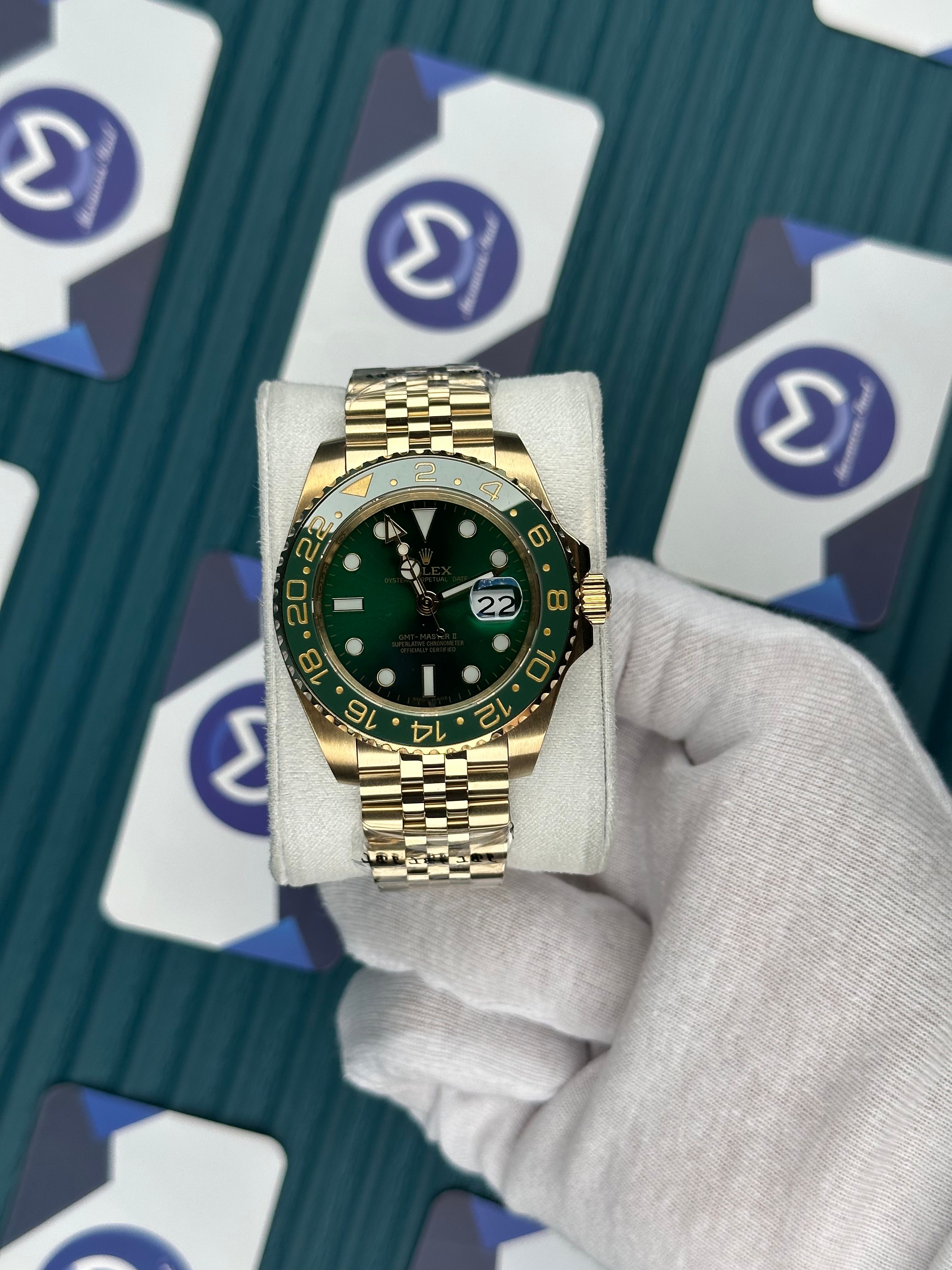 ROLEX GMT MASTER II GREEN DIAL GOLD JUBILE