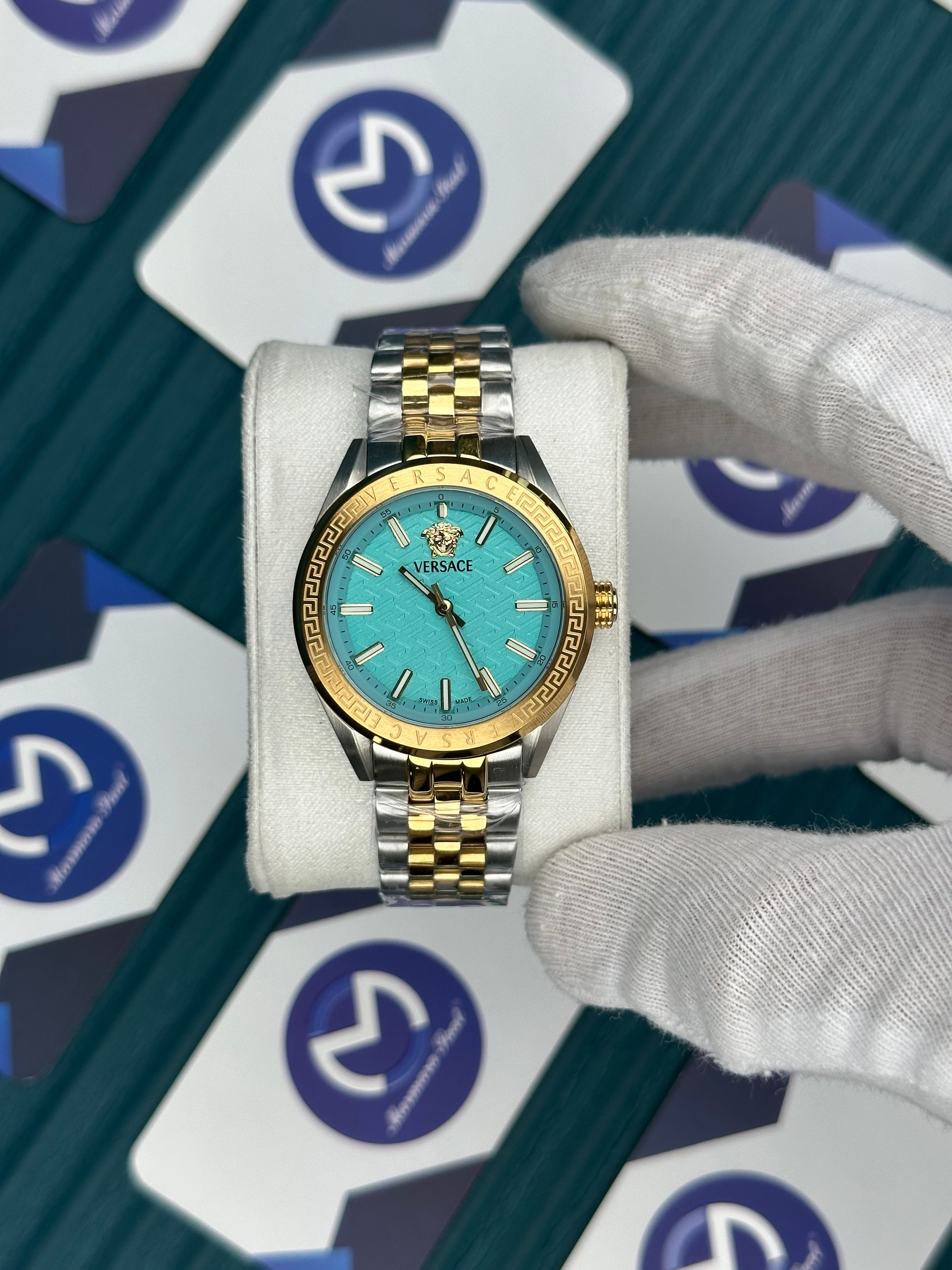 VERSACE 36 TURQUOISE DIAL GOLD-SILVER JUBILE