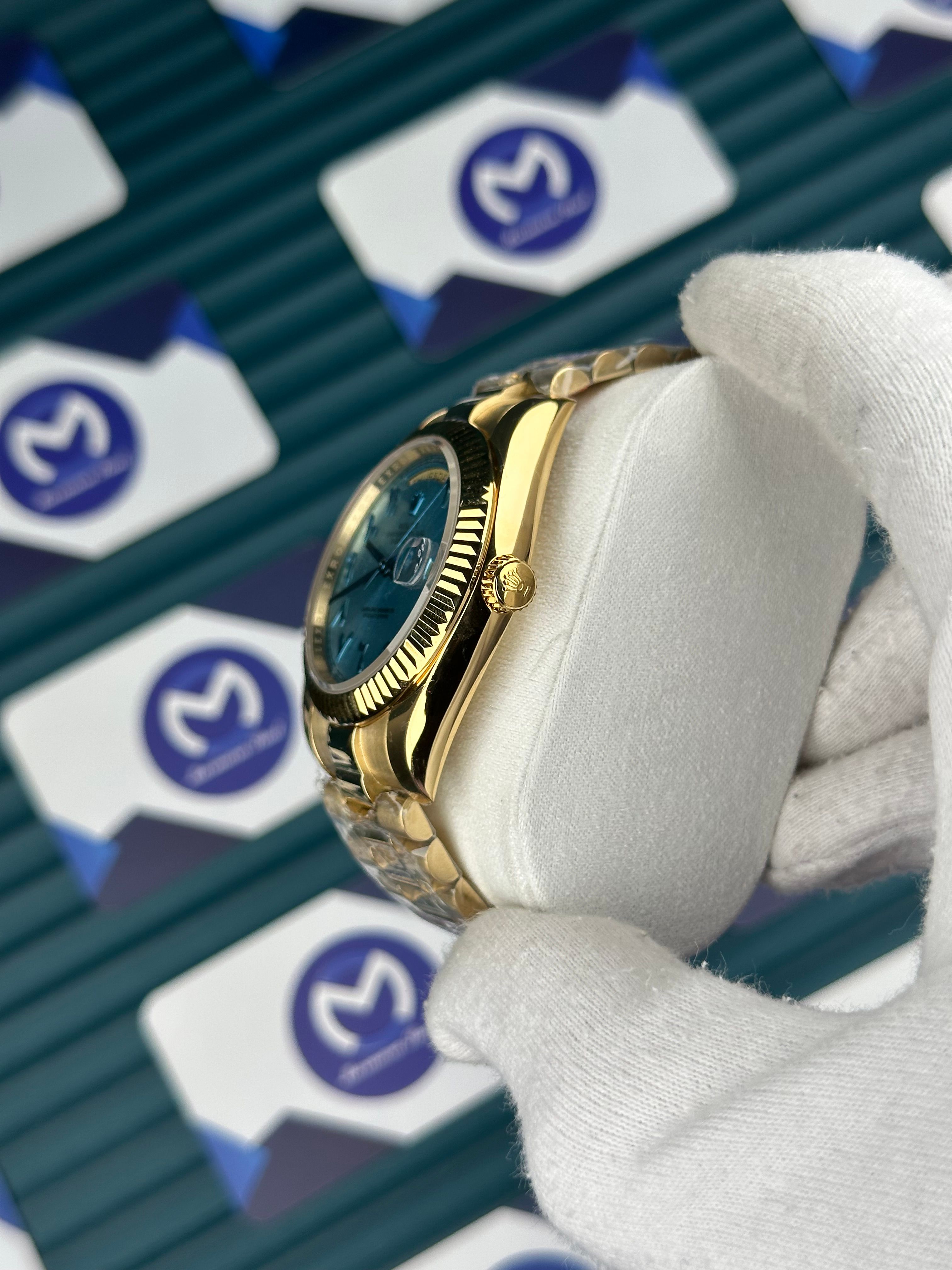 Rolex Daydate Arapça İndeks Mavi Kadran Gold Kordon