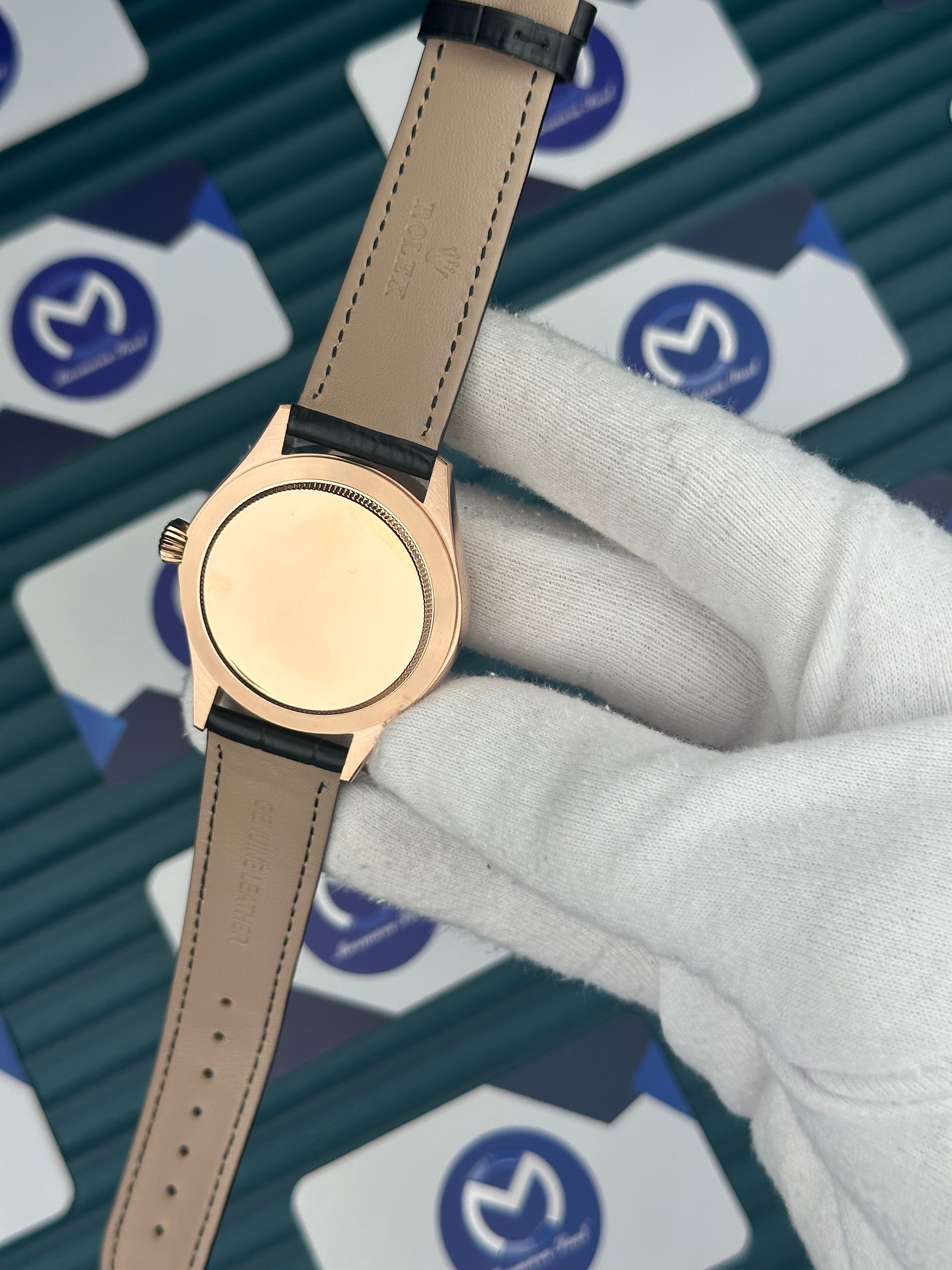Rolex Cellini Rose Kasa Siyah Deri Kordon