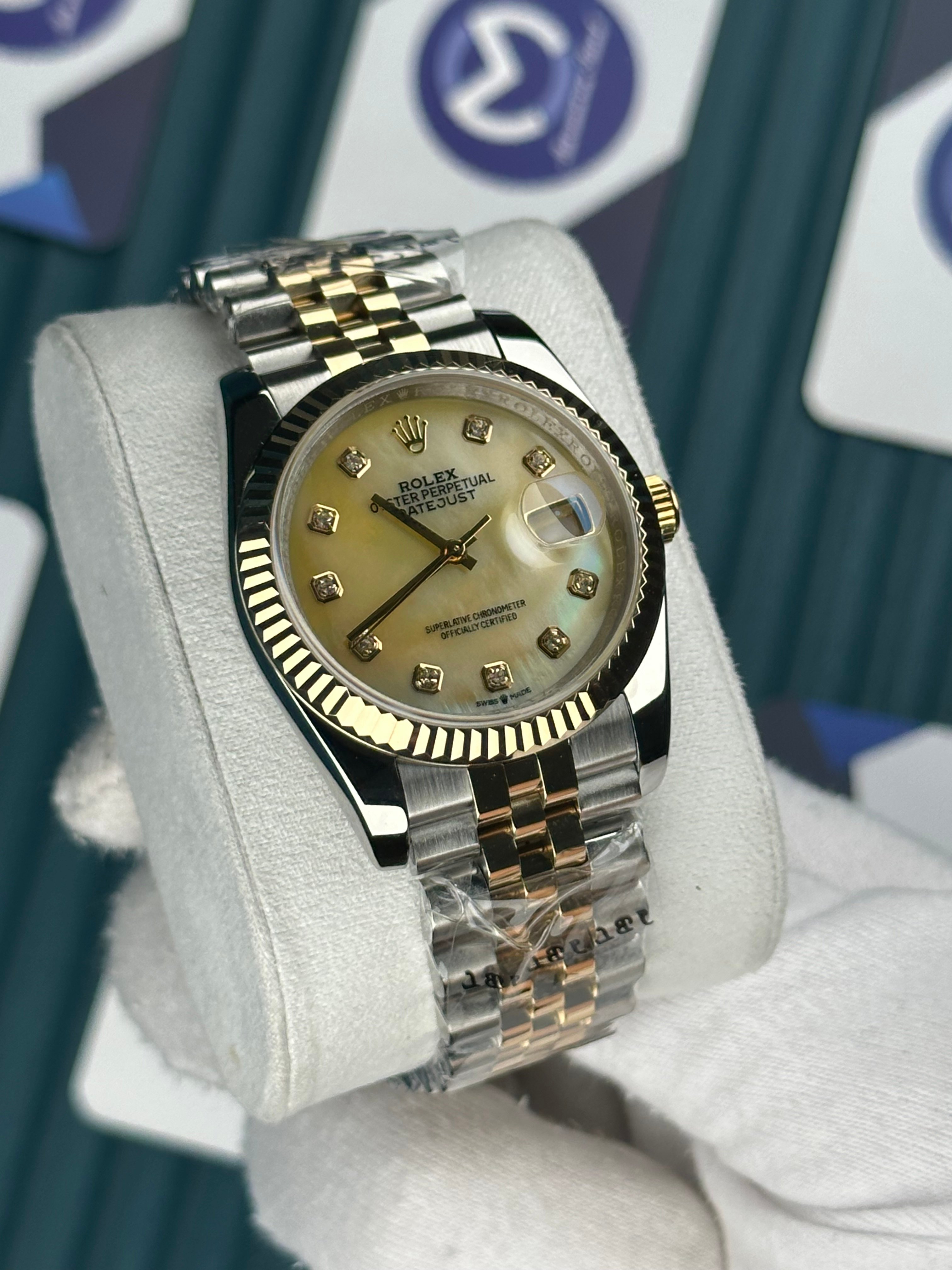ROLEX 36 GOLD SEDEFLİ KADRAN PIRLANTA INDEX GOLD-SILVER JUBILEE