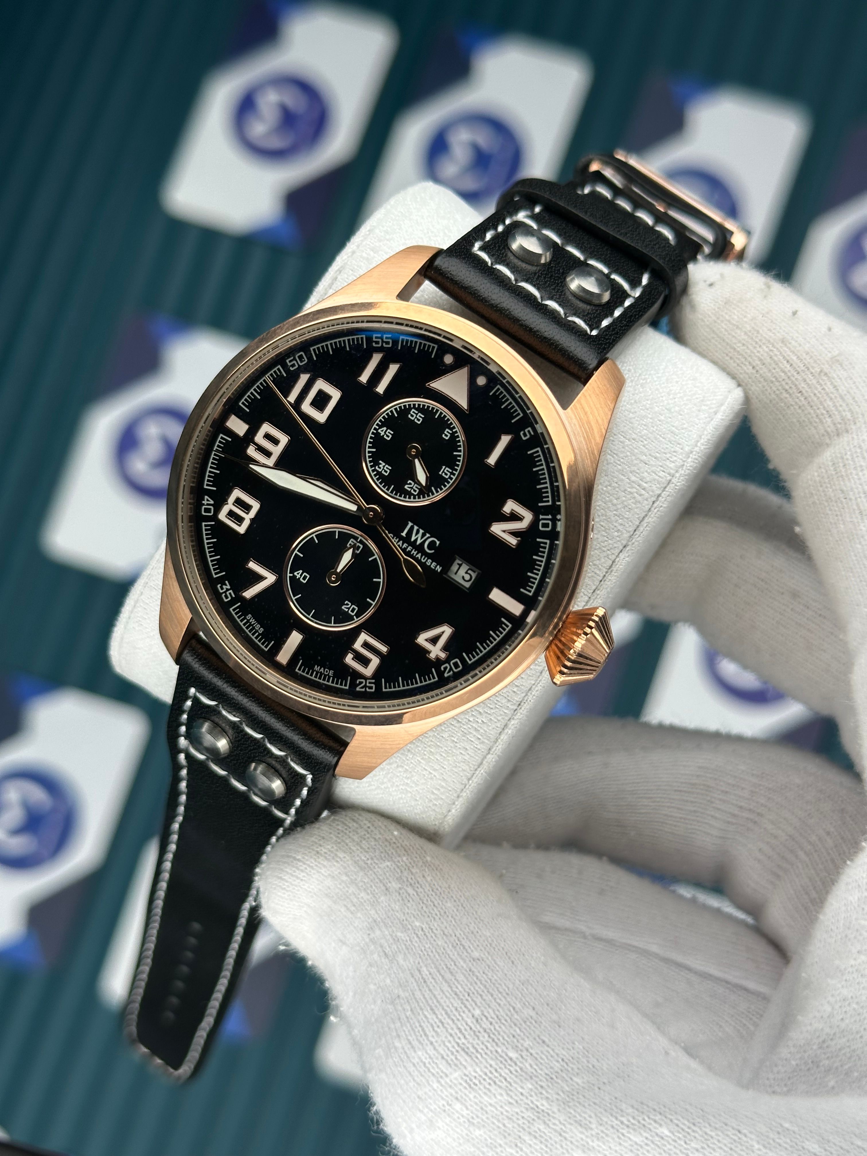 IWC Big Pilot Chronometer Rose Case Black Dial 