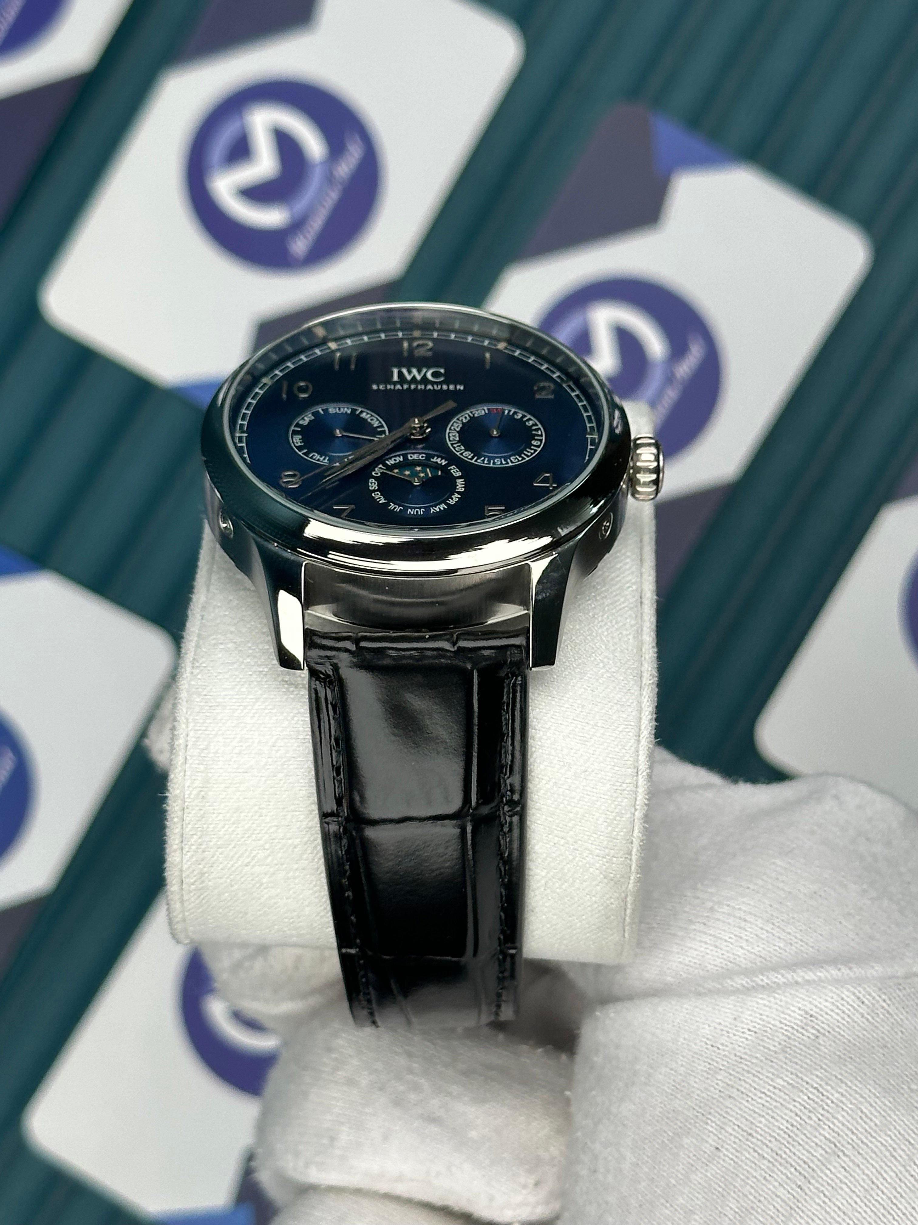 IWC PORTUGUIESER PERPETUAL CALENDAR BLUE SILVER