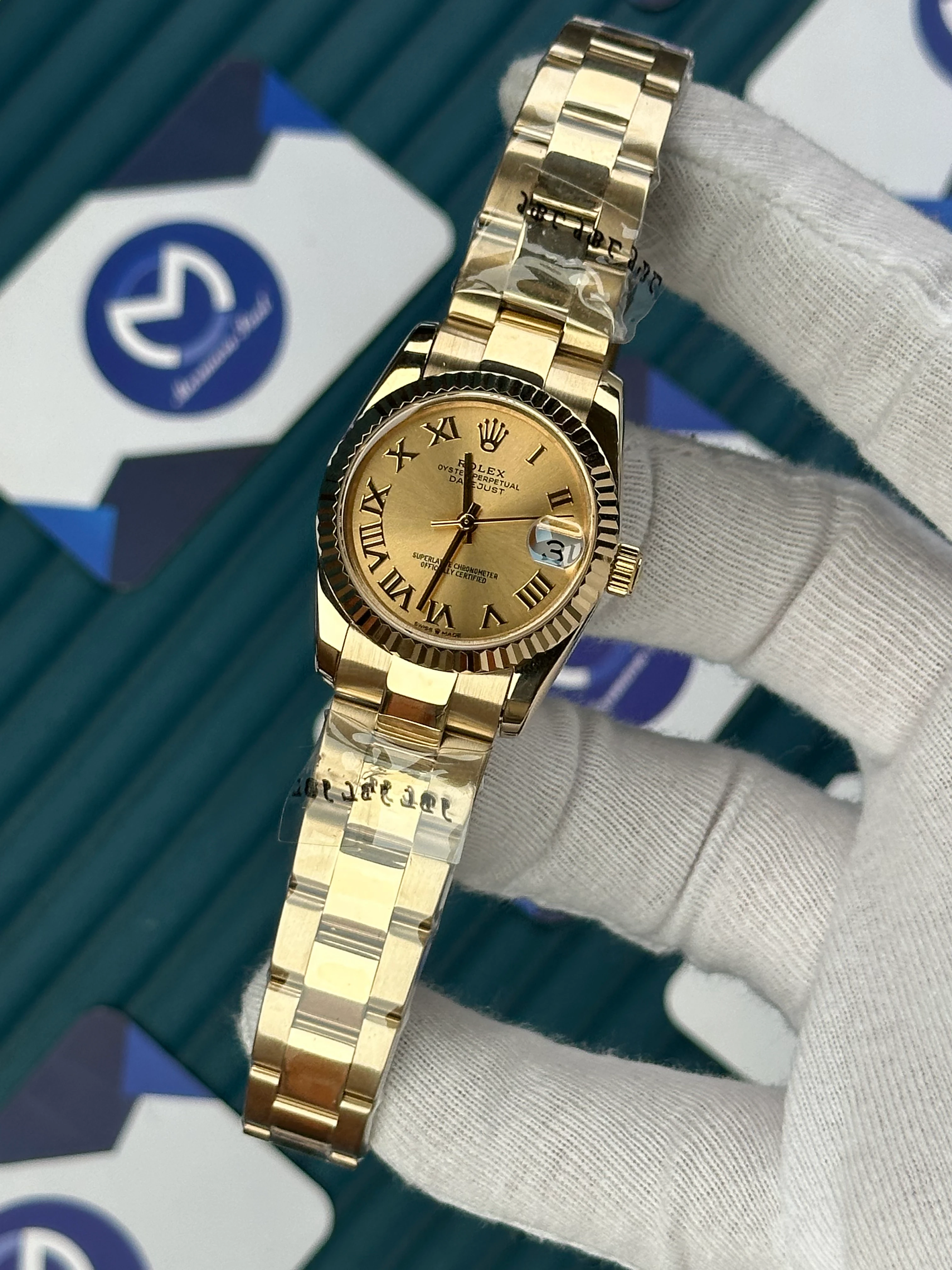 ROLEX 31 MM DATEJUST GOLD DIALROMA INDEX GOLD OYSTER 