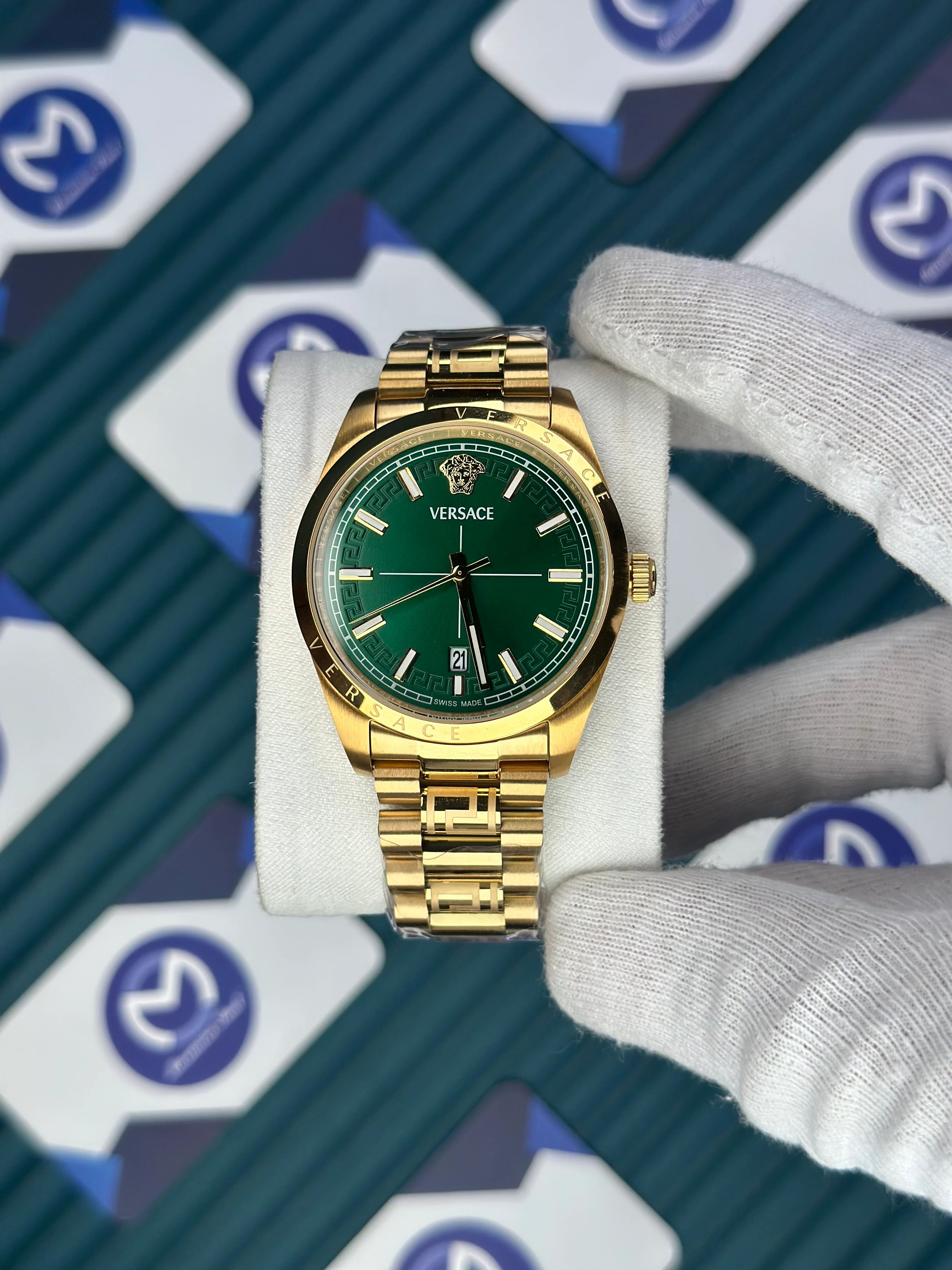 VERSACE NEW GREEN DIAL GOLD PRESIDENT