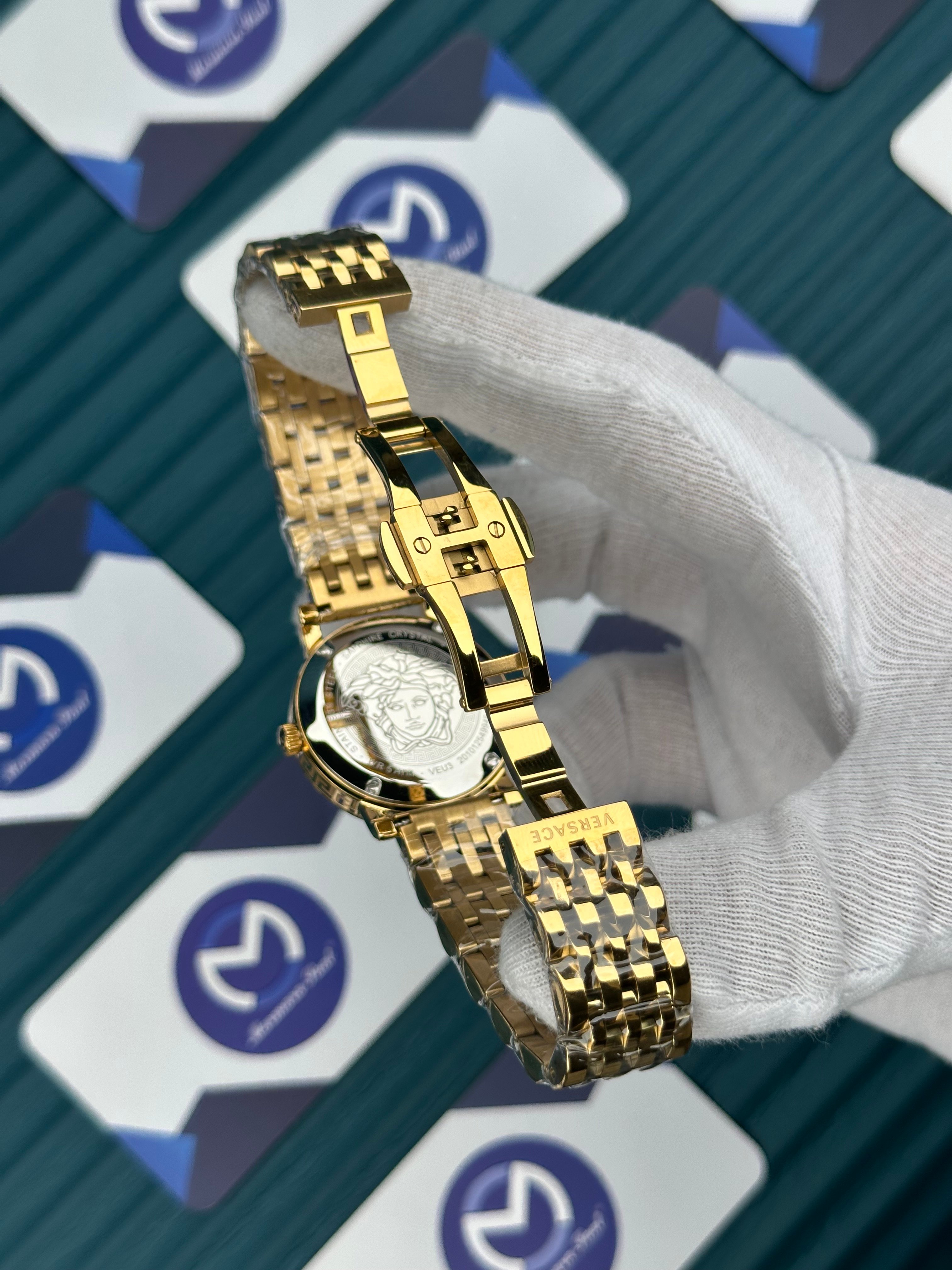 VERSACE DESENLİ AYNALI BEZEL DESENLİ GOLD