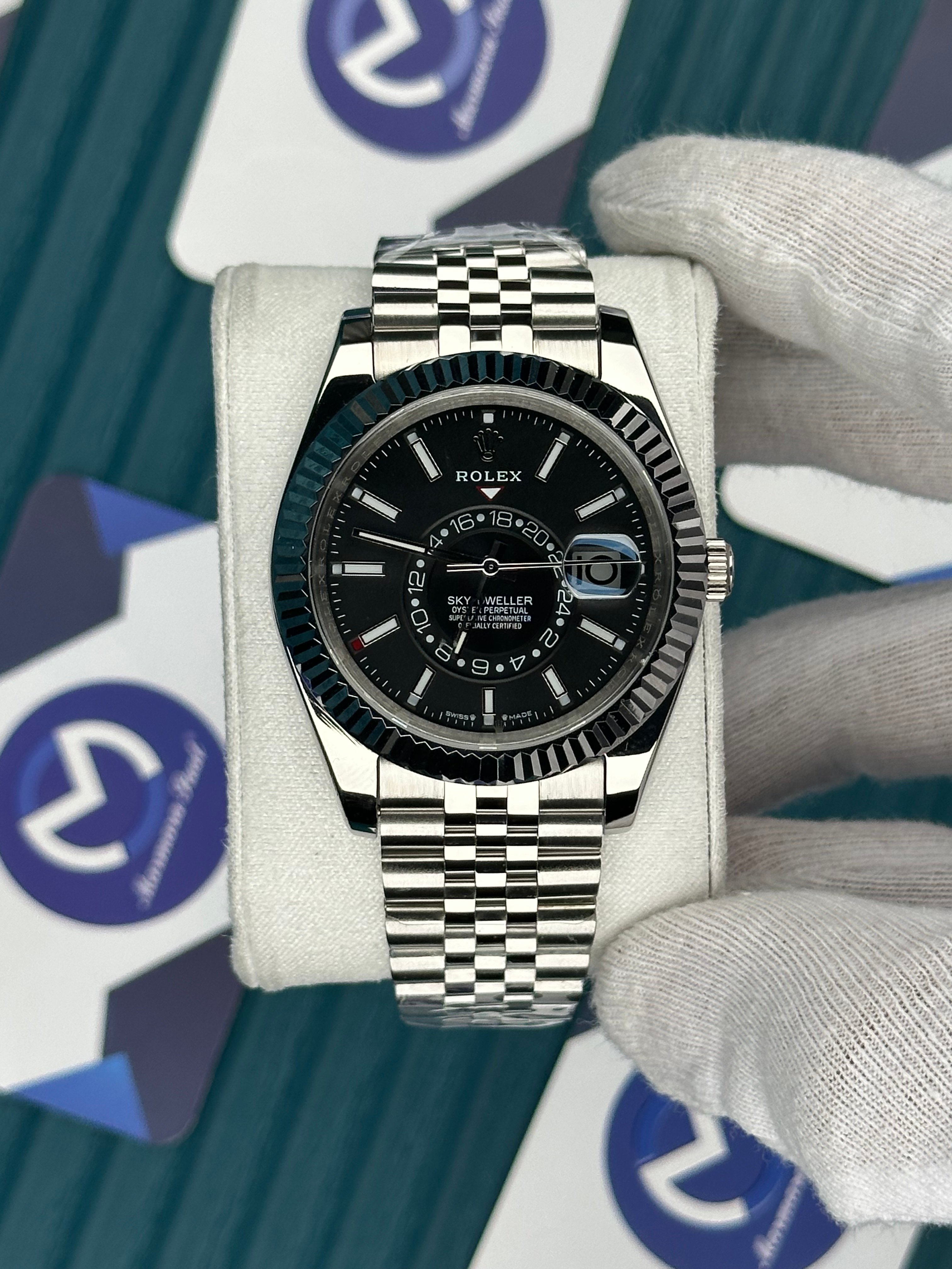 ROLEX SKY-DWELLER BLACK DIAL SILVER JUBILE