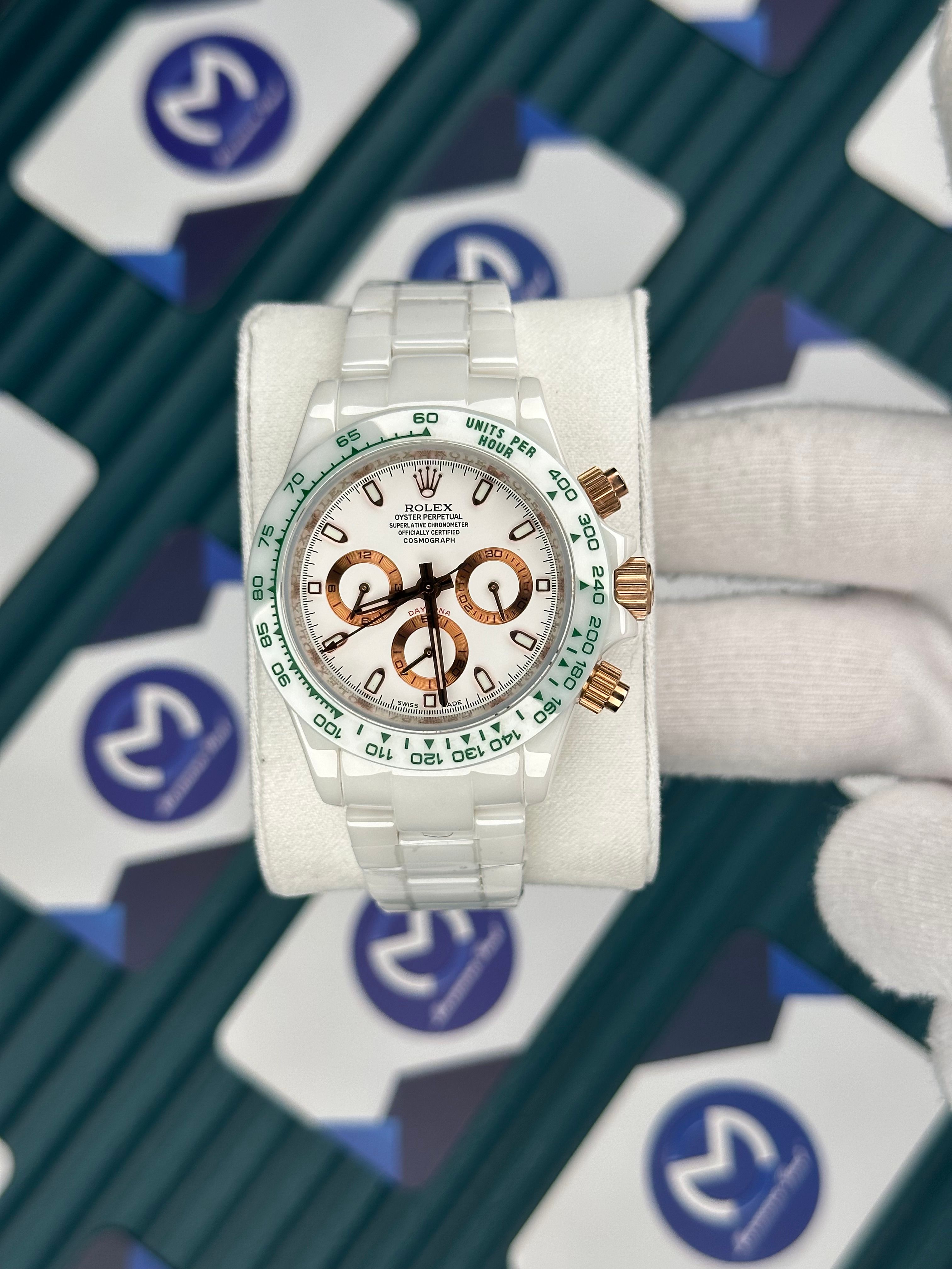 Rolex Daytona Seramik Beyaz Kadran Yeşil Bezel