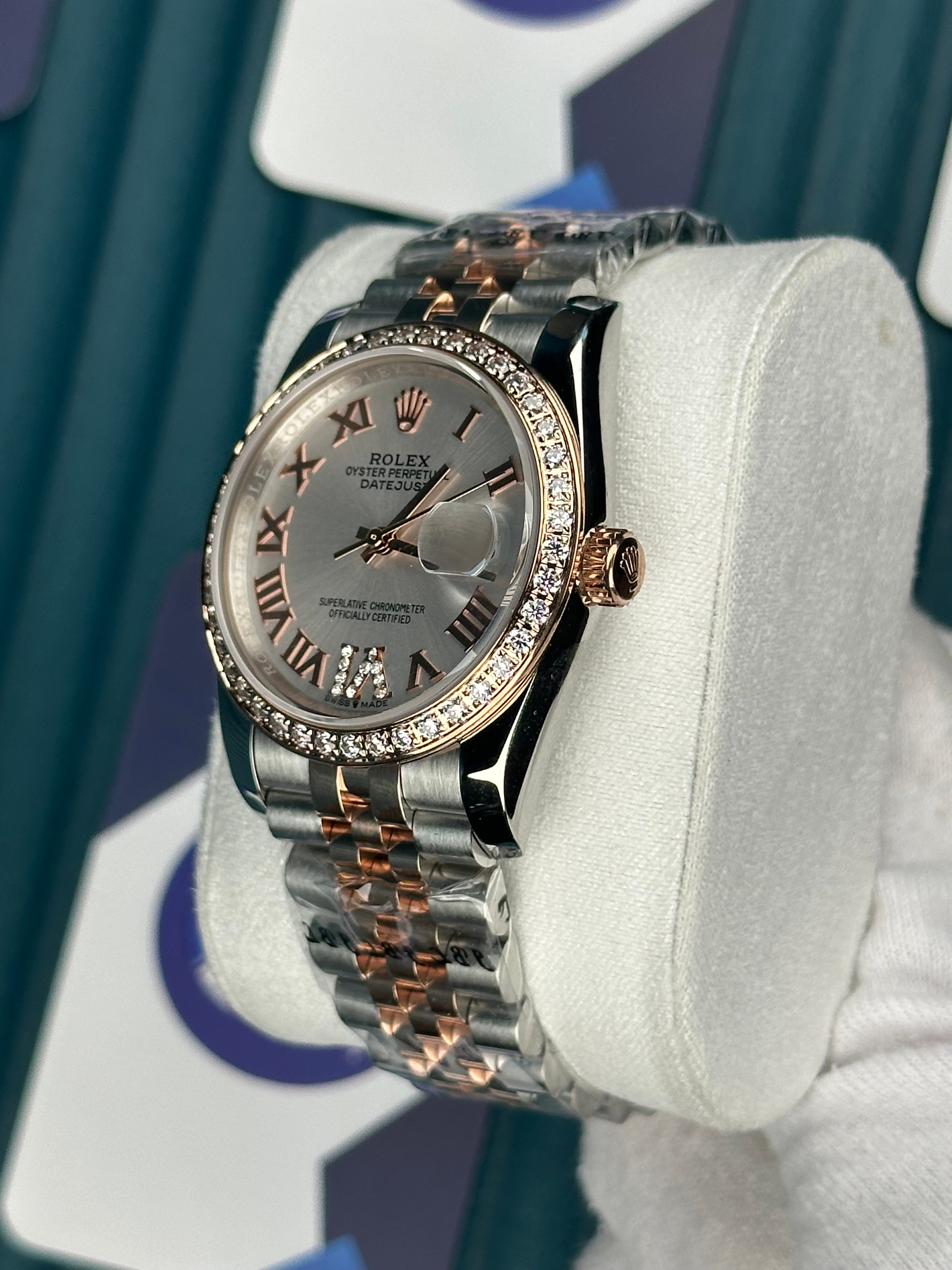 ROLEX 36 BEYAZ KADRAN ROMA INDEX PIRLANTA BEZEL ROSE-SILVER JUBILEE
