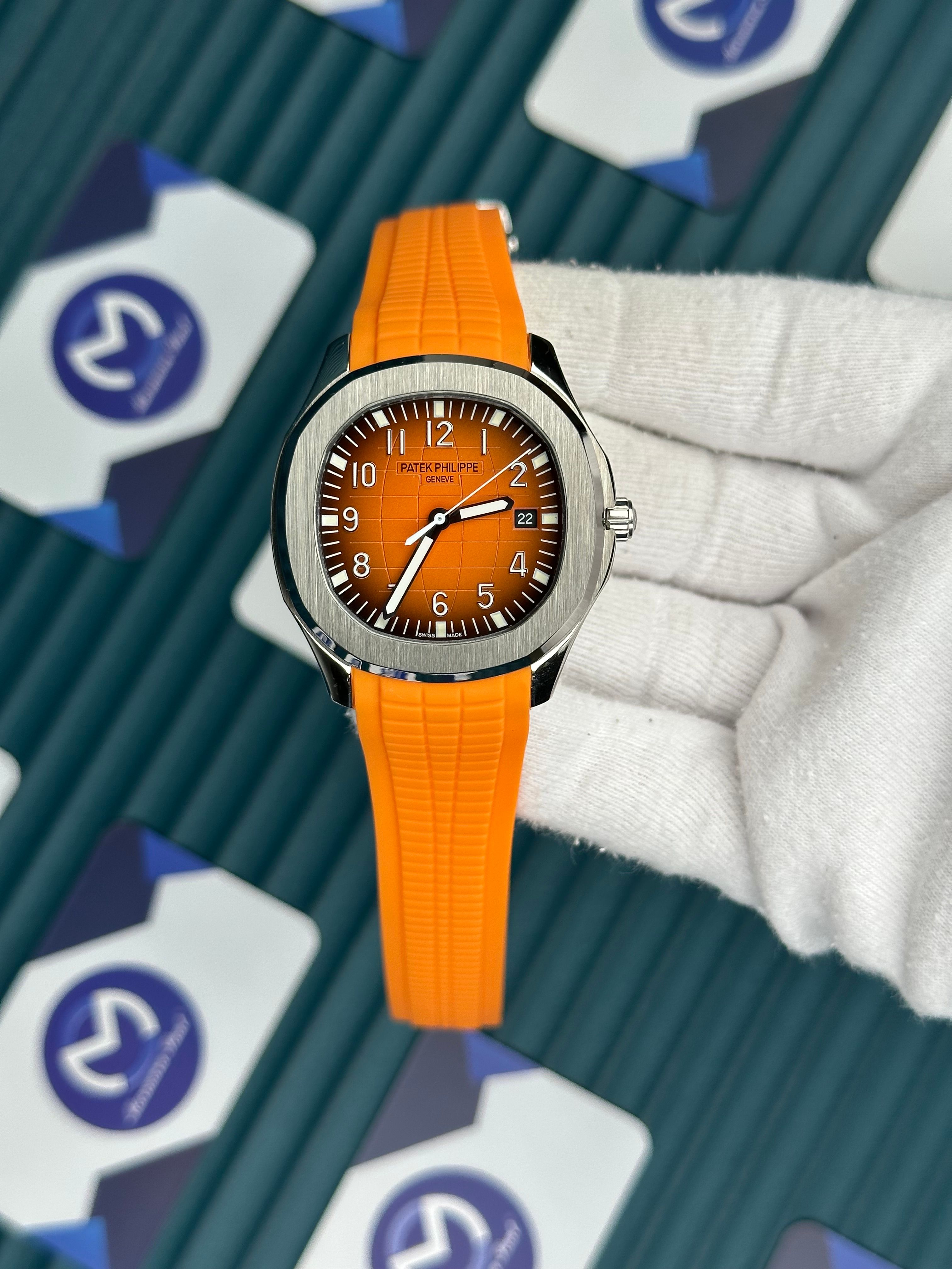 Patek Philippe Aquanaut Turuncu Kauçuk Kordon Gümüş Kasa