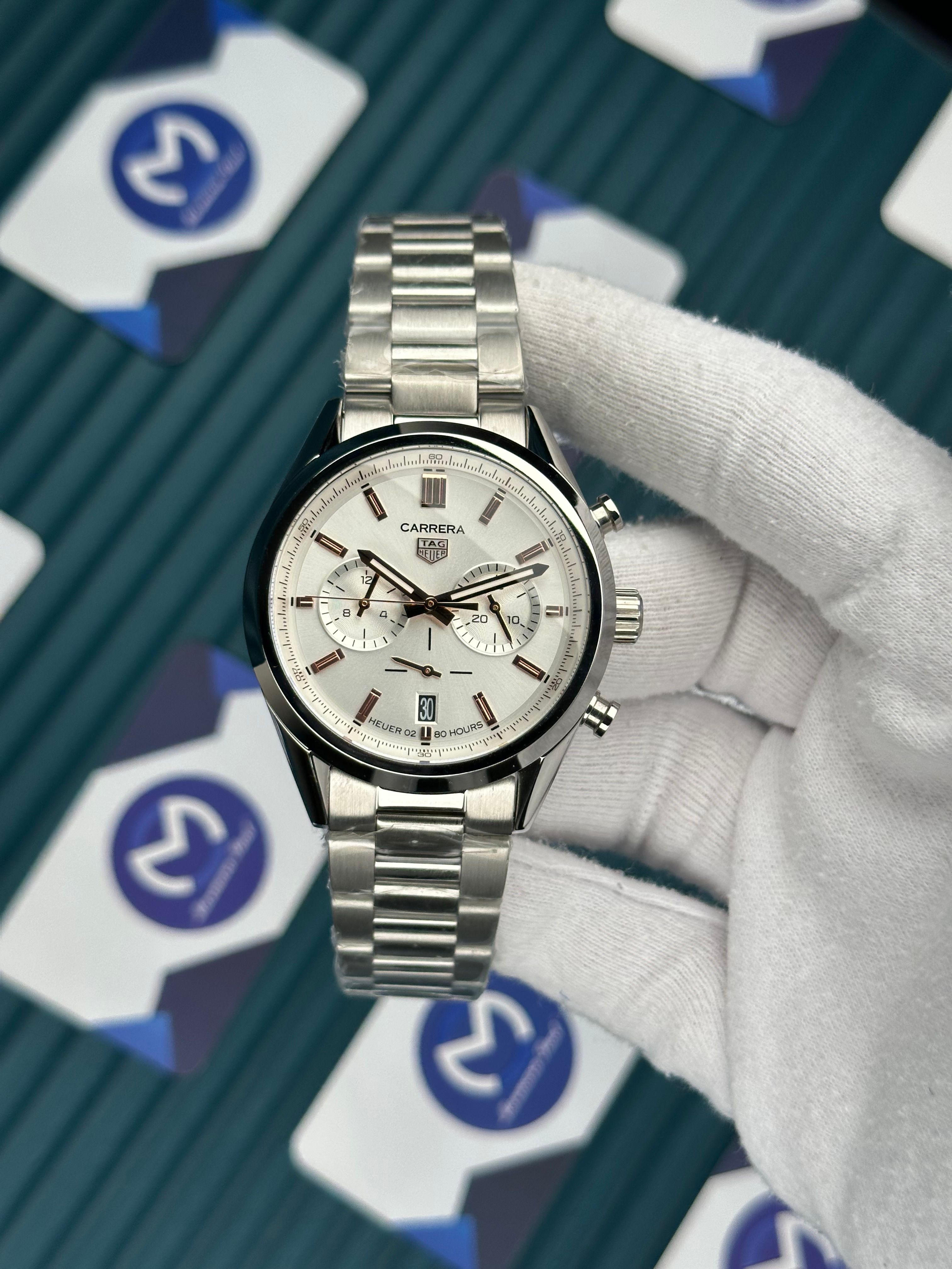 Tagheuer Carrera Silver Telemeter Heuer 2 Beyaz Kadran 