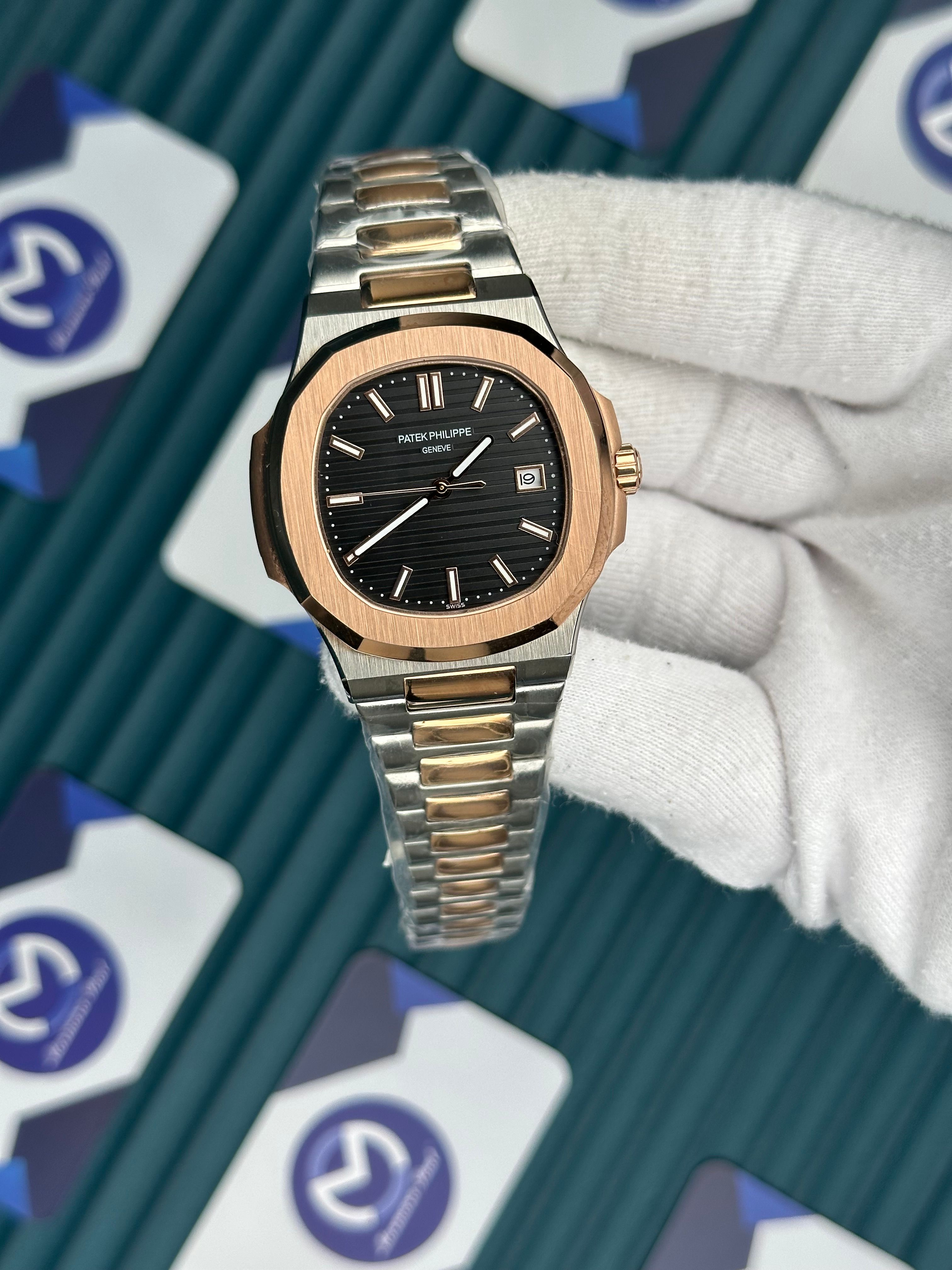 Patek Philippe Silver Rose Kordon Siyah Kadran