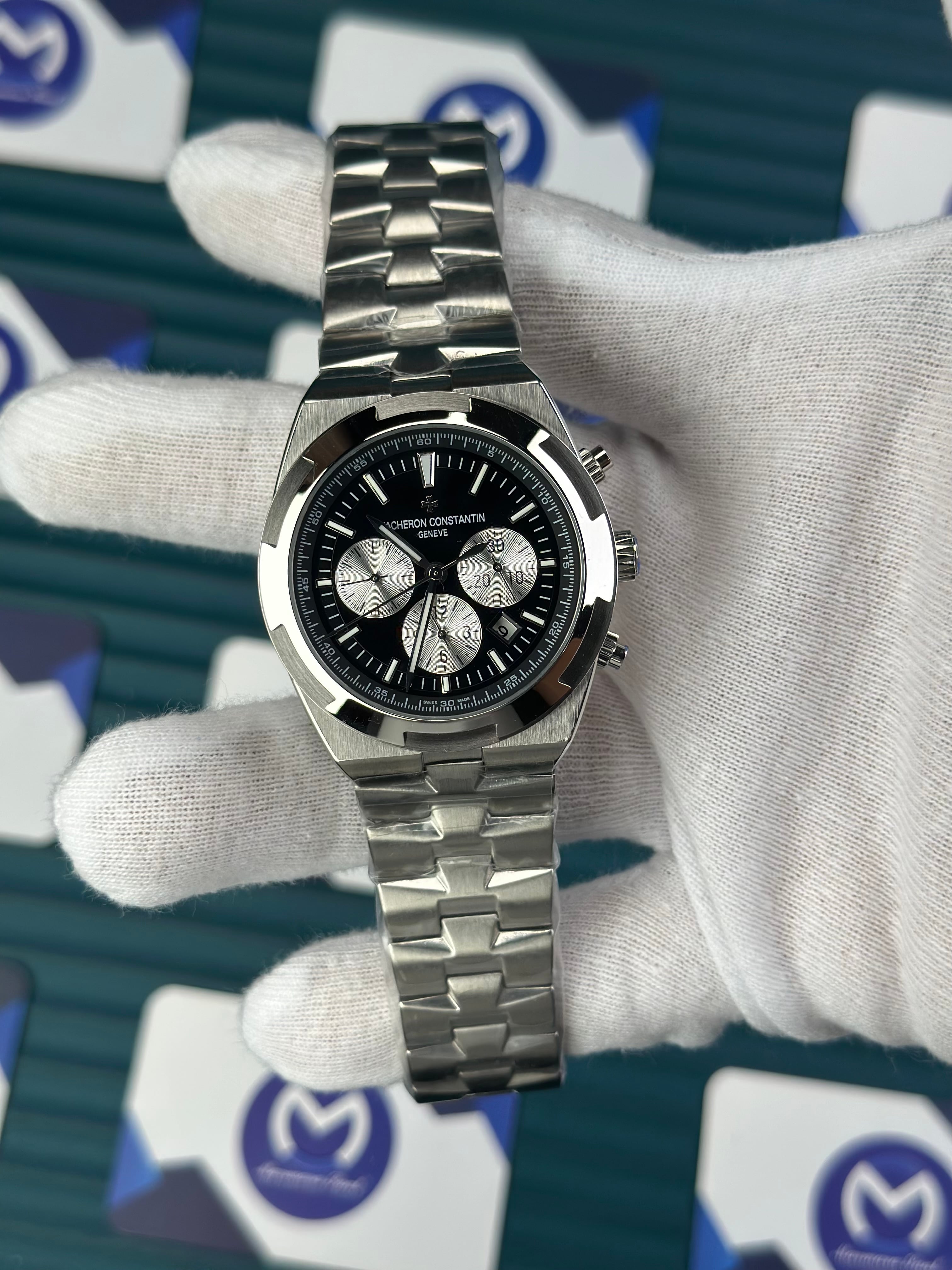 VACHERON CONSTANTIN BLACK CHRONOGRAP WHITE SILVER