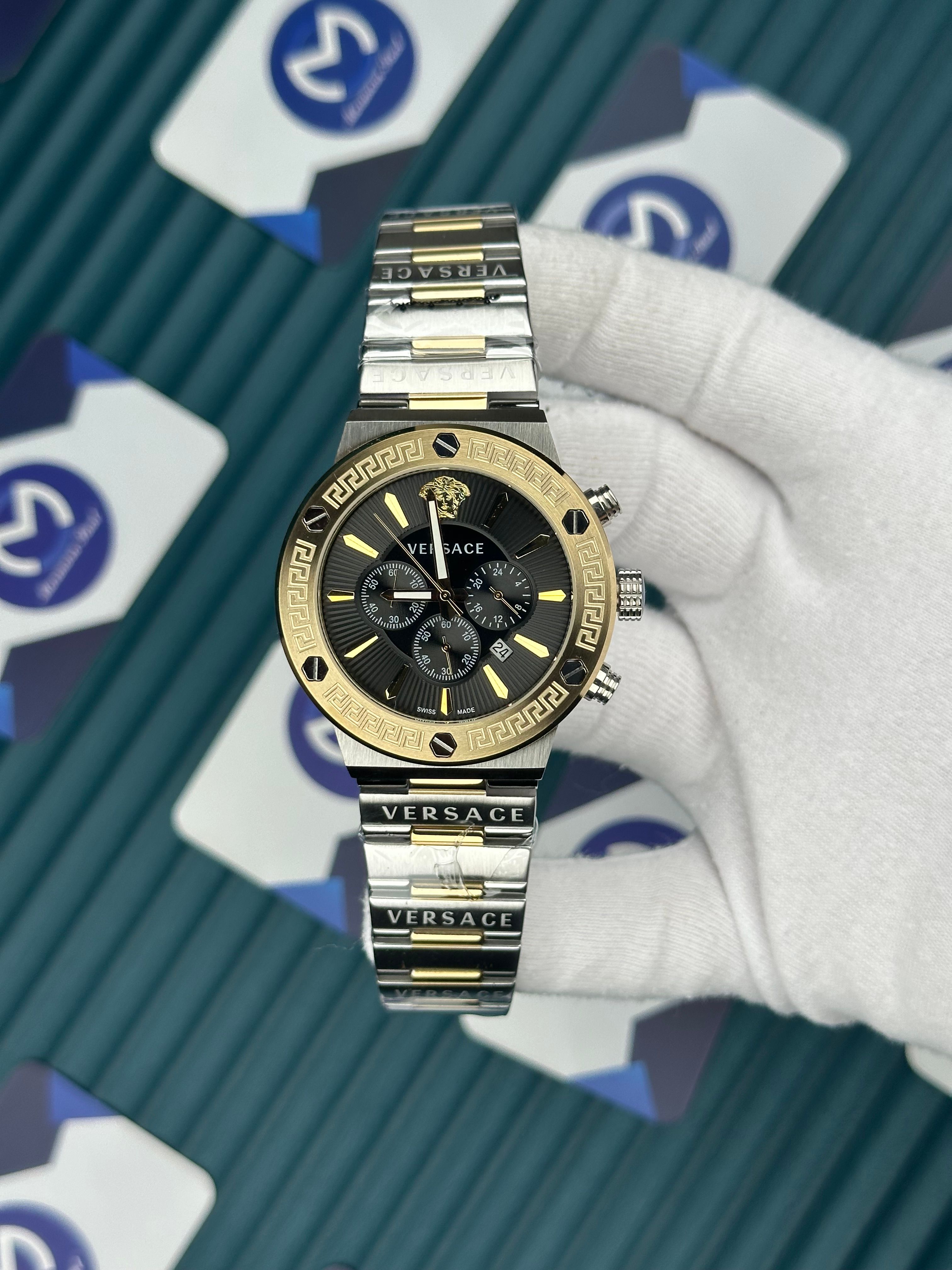 Versace Gold-Silver Siyah Kadran Fonksiyonlu
