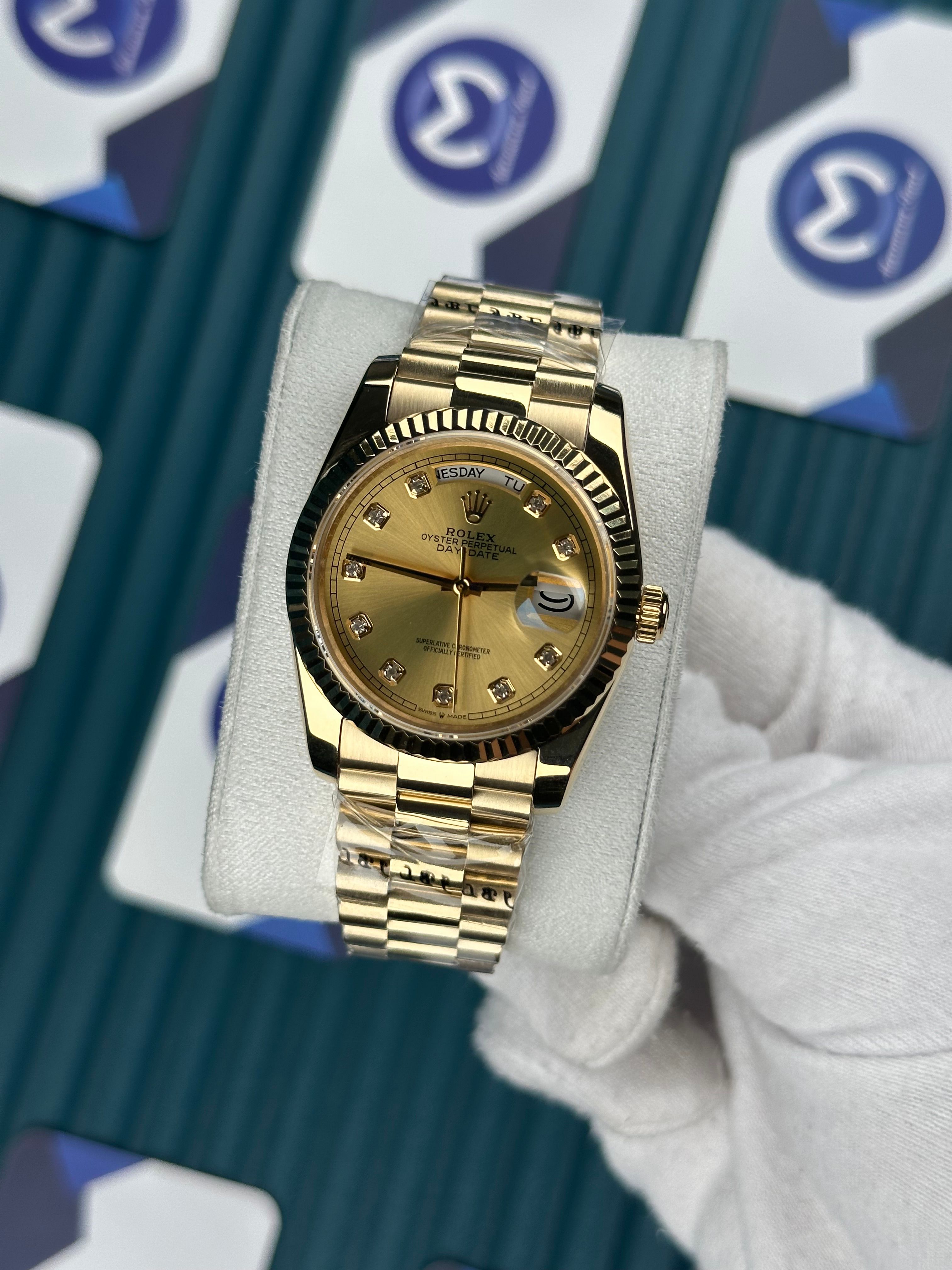 ROLEX 36 DIAMOND INDEX GOLD DIAL PRESIDENT