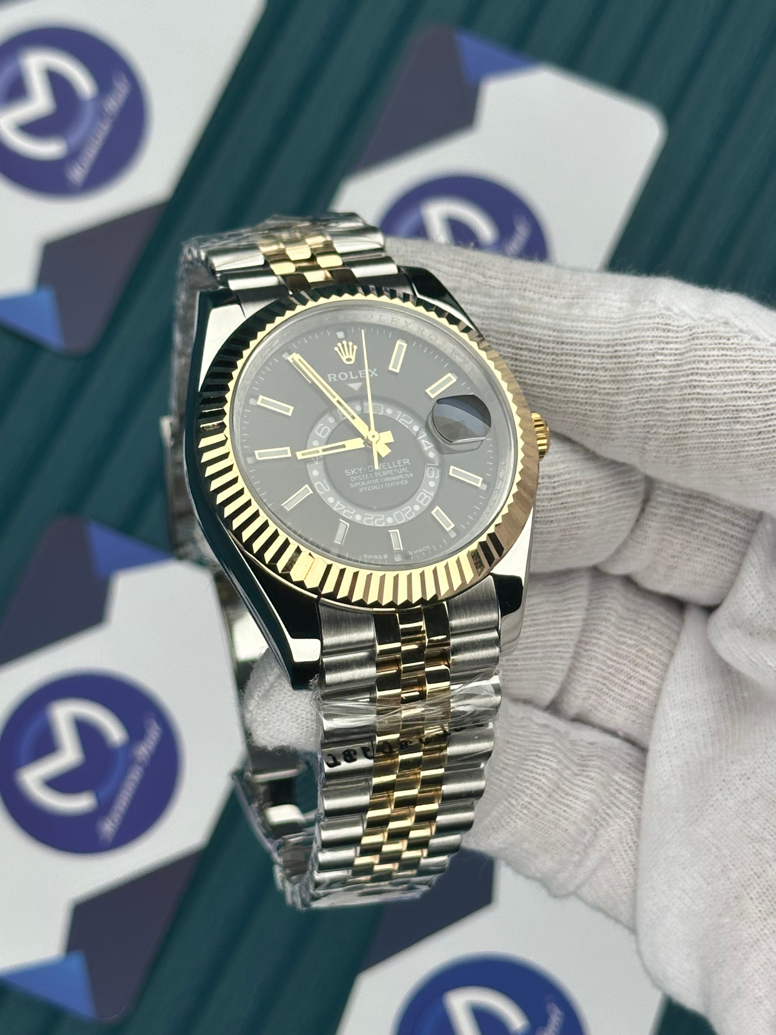 ROLEX SKY-DWELLER BLACK DIAL GOLD-SILVER JUBILE