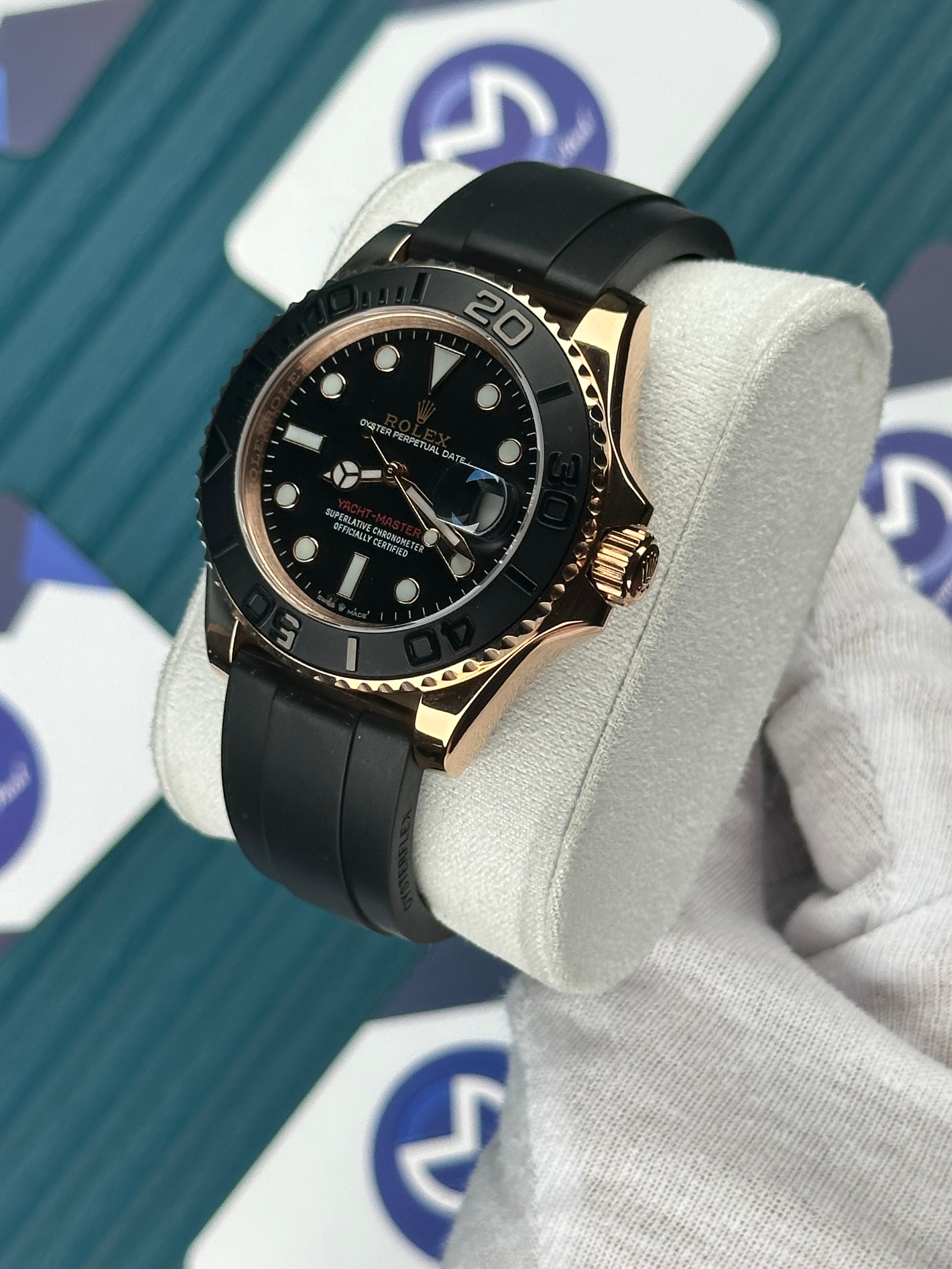 ROLEX YACHT-MASTER ROSE CASE BLACK OYSTERFLEX