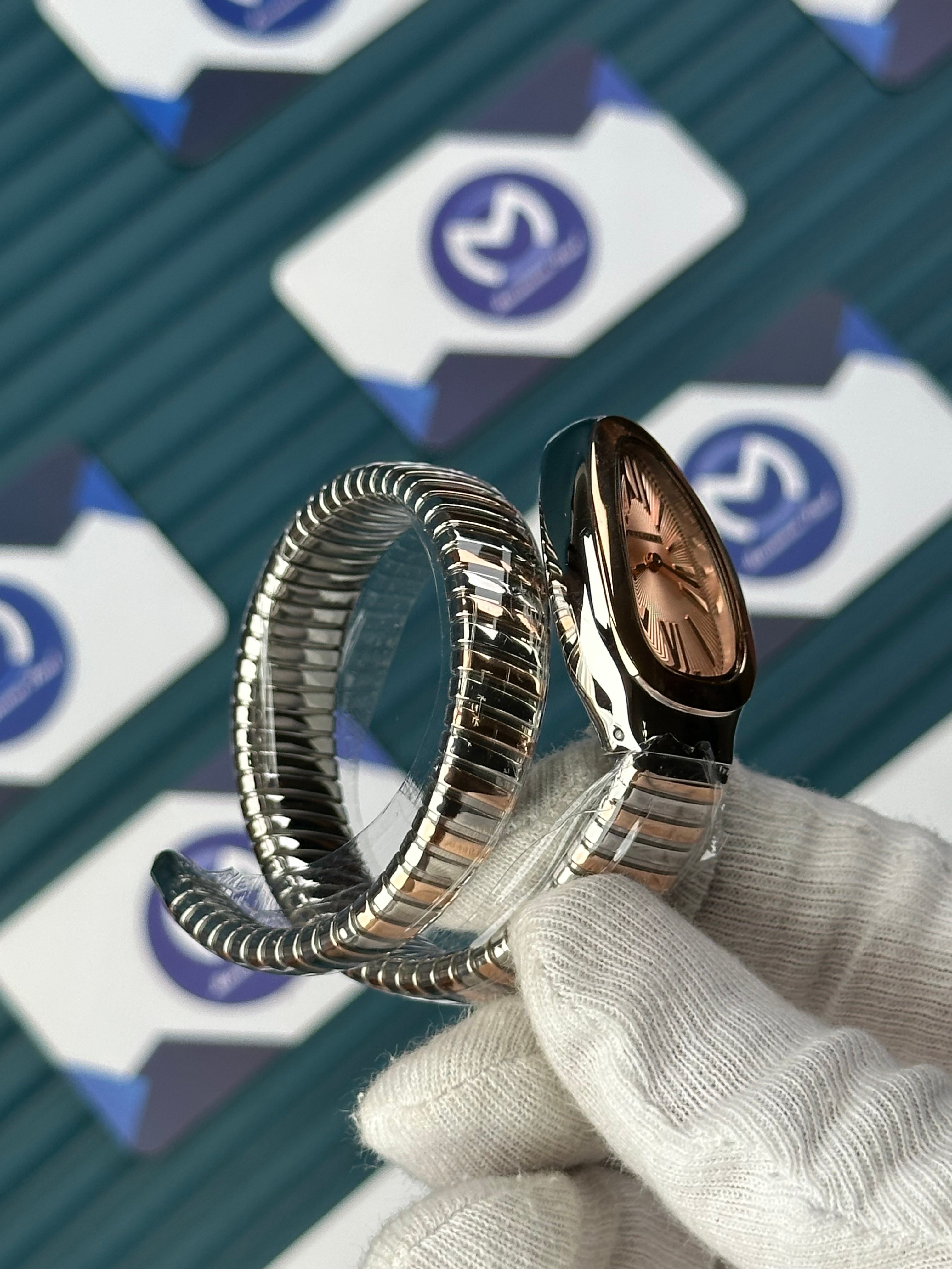 BVLGARI SERPENTI CHAMPAGNE DIAL ROSE-SILVER SHORT TUBOGAS