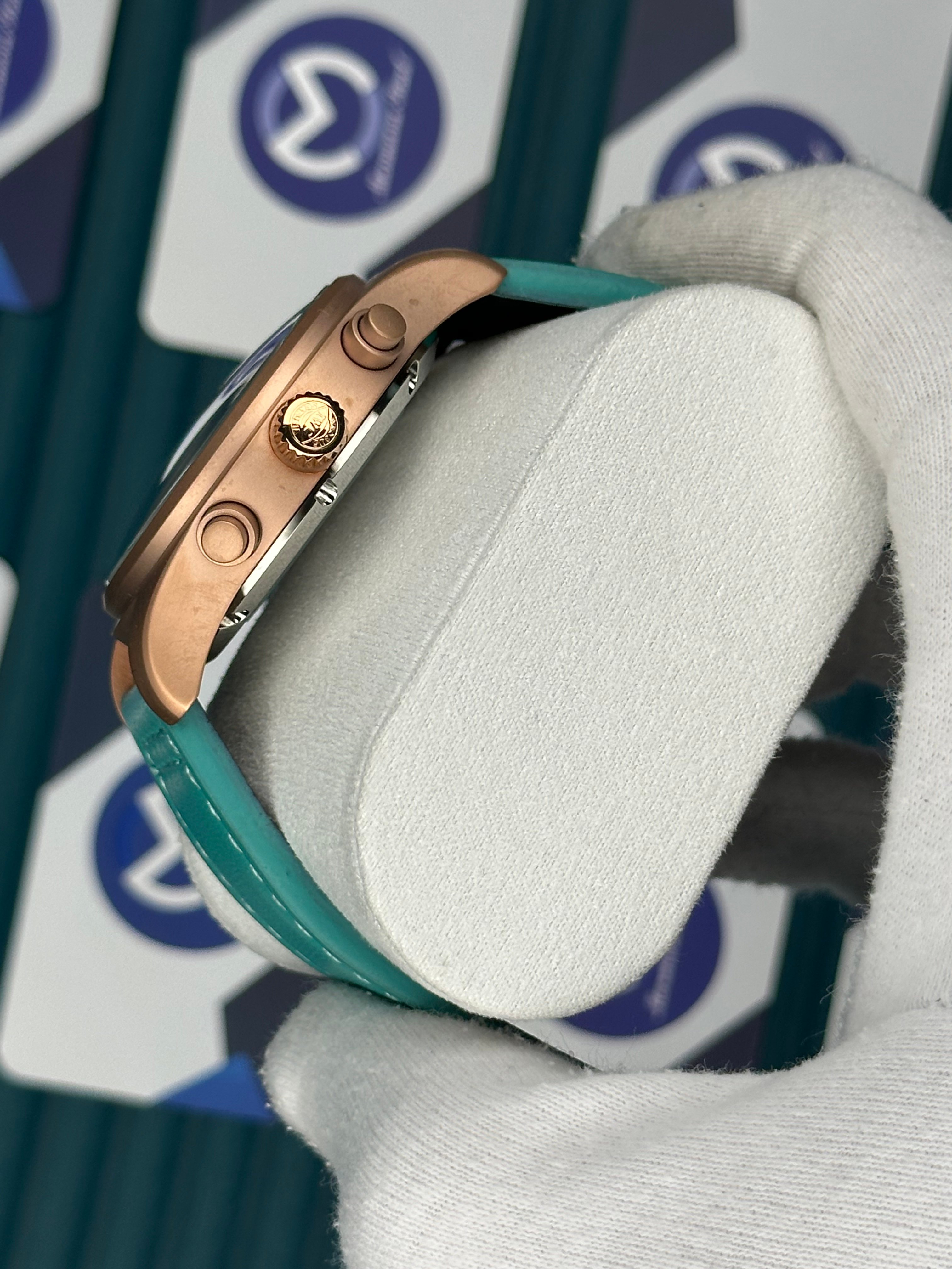 IWC Chronograph Rose Case Turquoise Cord  Automatic